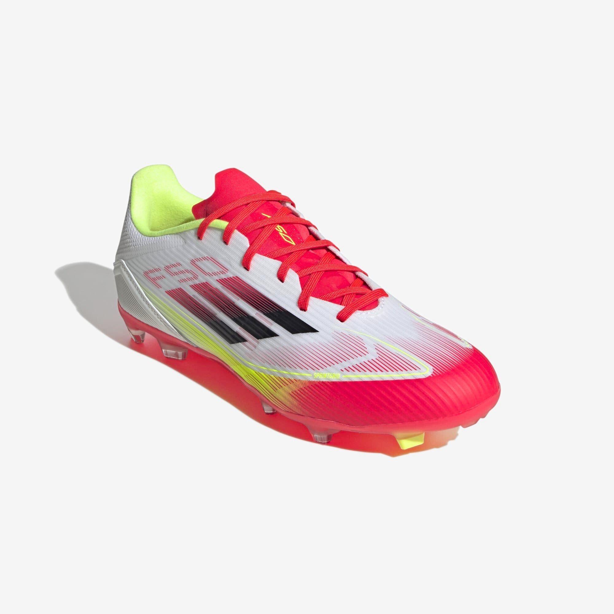 adidas F50 League FG/MG Low-Top Soccer Cleats - Cloud White / Core Black / Solar Yellow