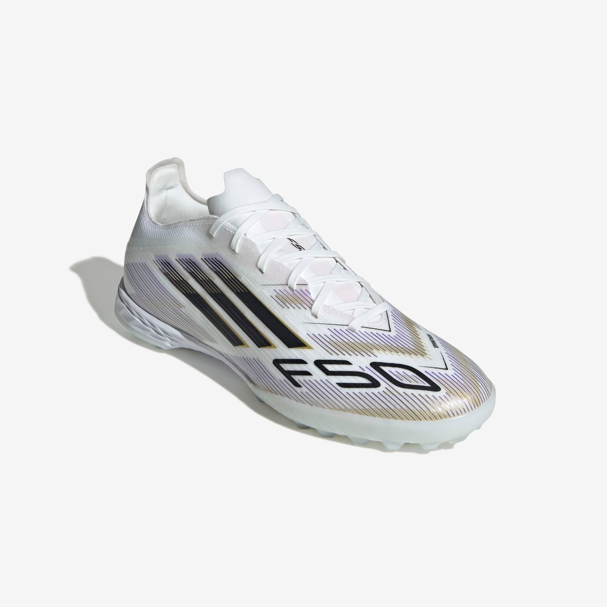 adidas F50 Pro Turf Low-Top Soccer Shoes - Cloud White / Core Black / Gold Metallic