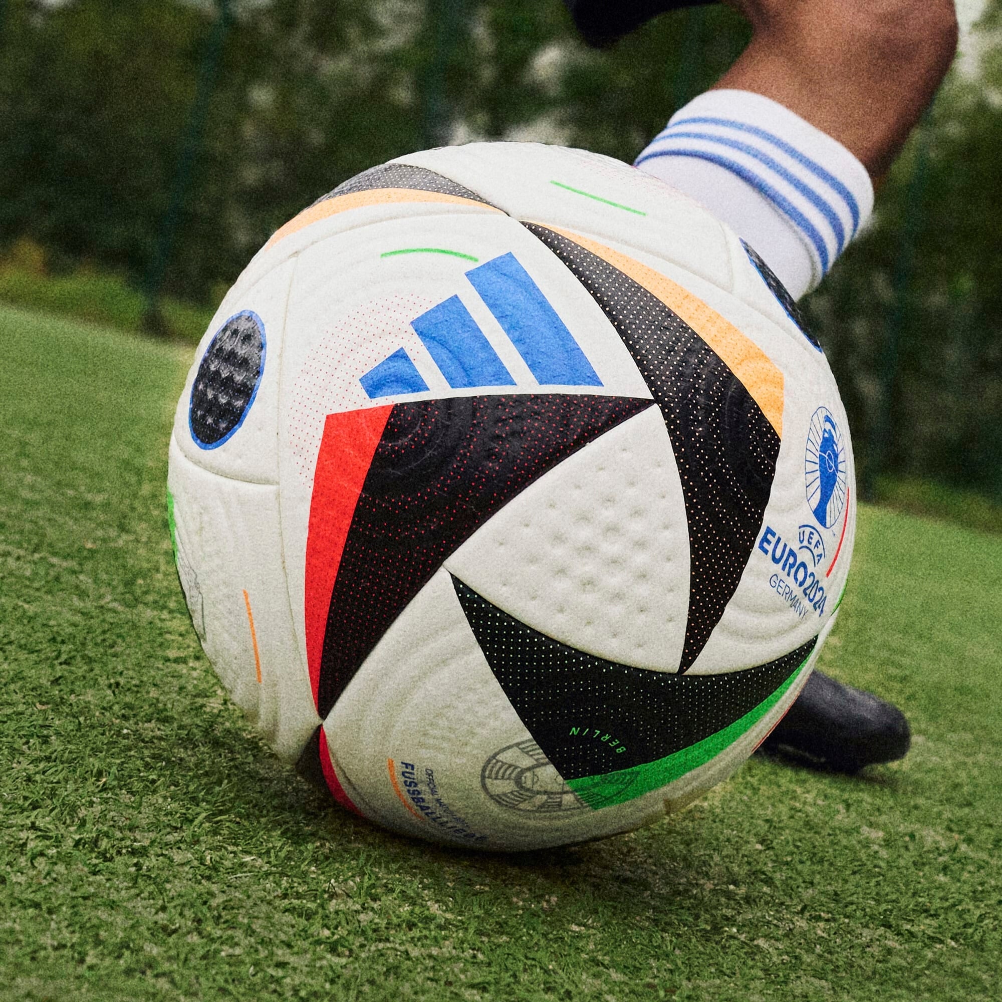 adidas Fussballliebe Pro Soccer Ball - White / Black / Glow Blue