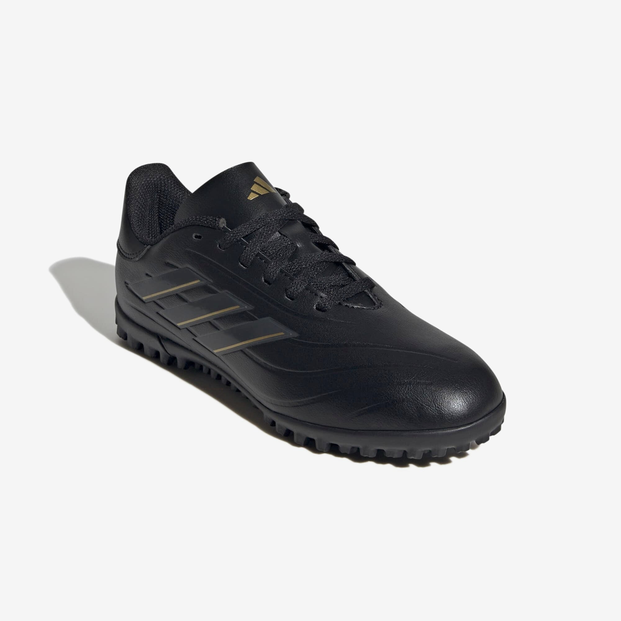 adidas Jr. Copa Pure 2 Club Little/Big Kids' TF Low-Top Soccer Shoes - Core Black / Carbon / Gold Metallic