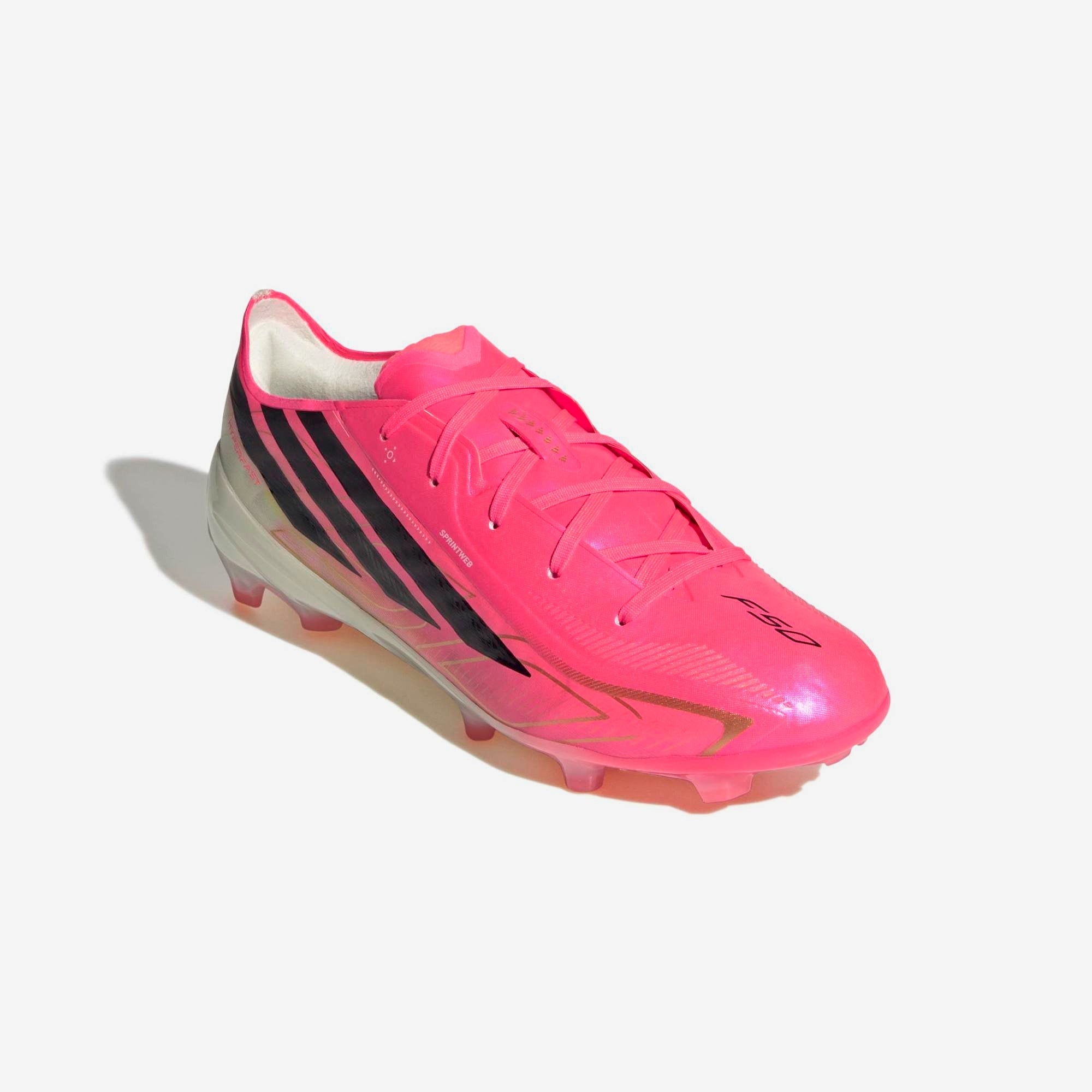 adidas Jr. F50 Hyperfast Elite Big Kids' Firm-Ground Low-Top Soccer Cleats - Solar Turbo / Core Black / Gold Met.