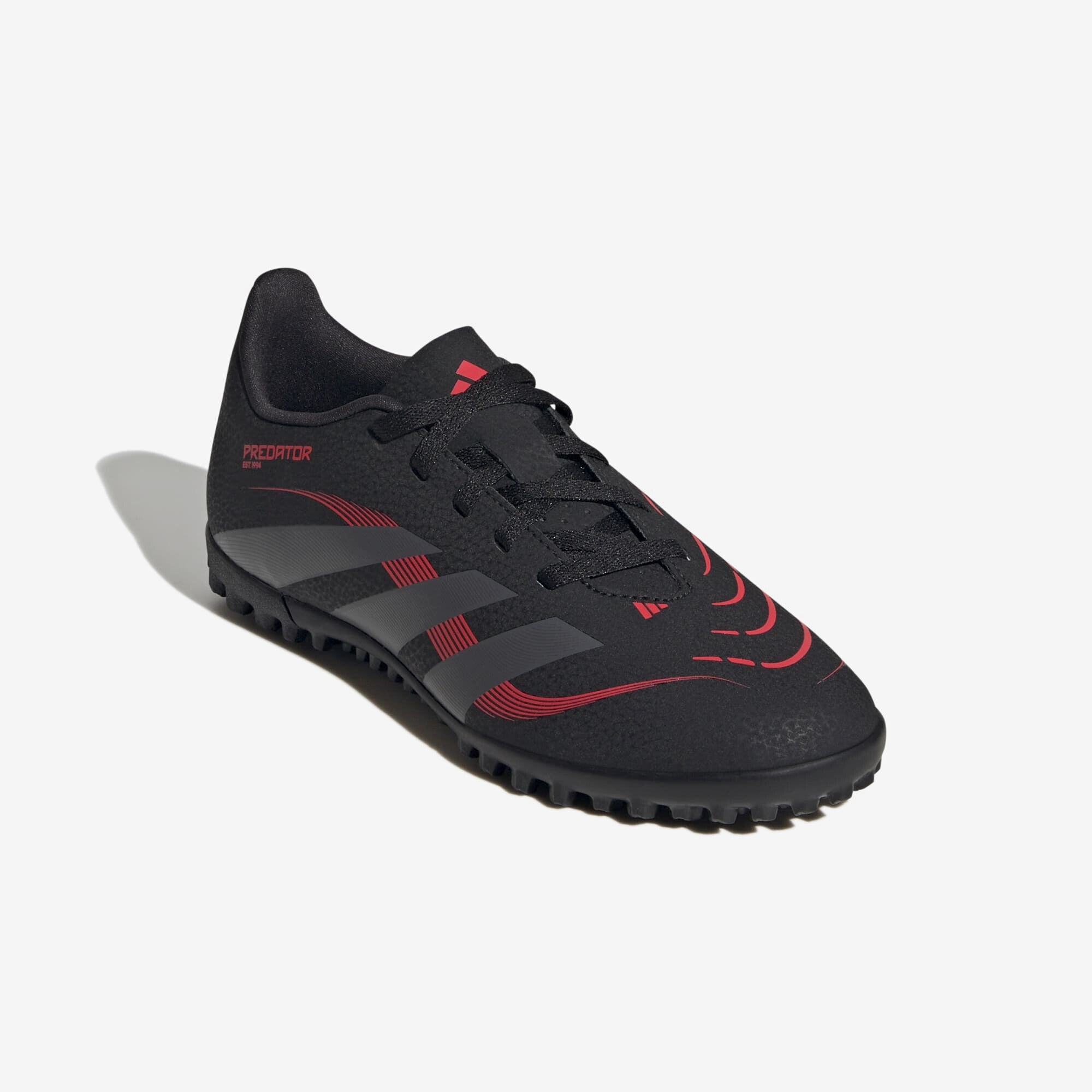 adidas Jr. Predator Club Big Kids' Turf Low-Top Soccer Shoes - Core Black / Grey Four / Lucid Red