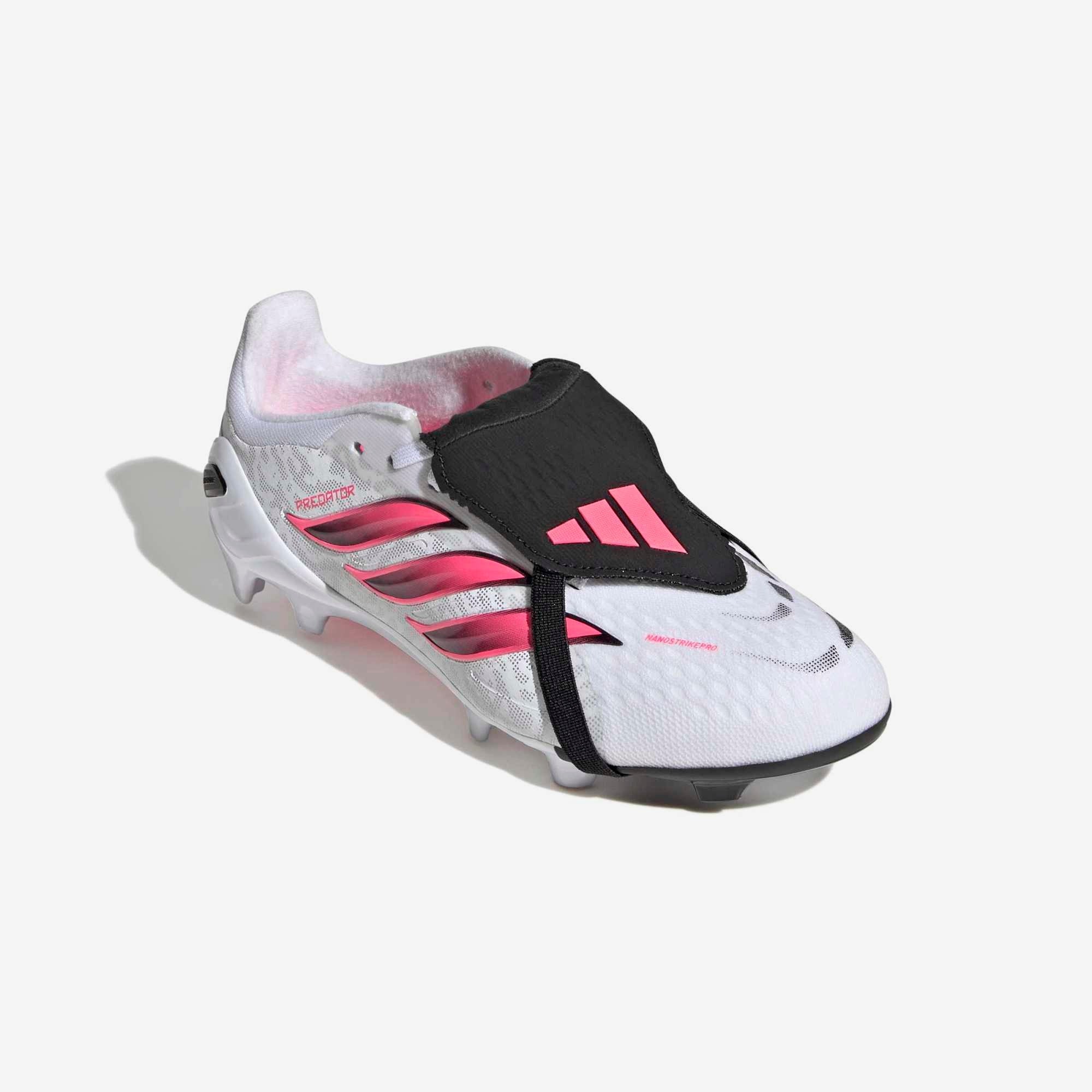 adidas Jr. Predator Elite Fold-Over Tongue Big Kids' Firm-Ground Low-Top Soccer Cleats - Cloud White / Solar Turbo / Core Black