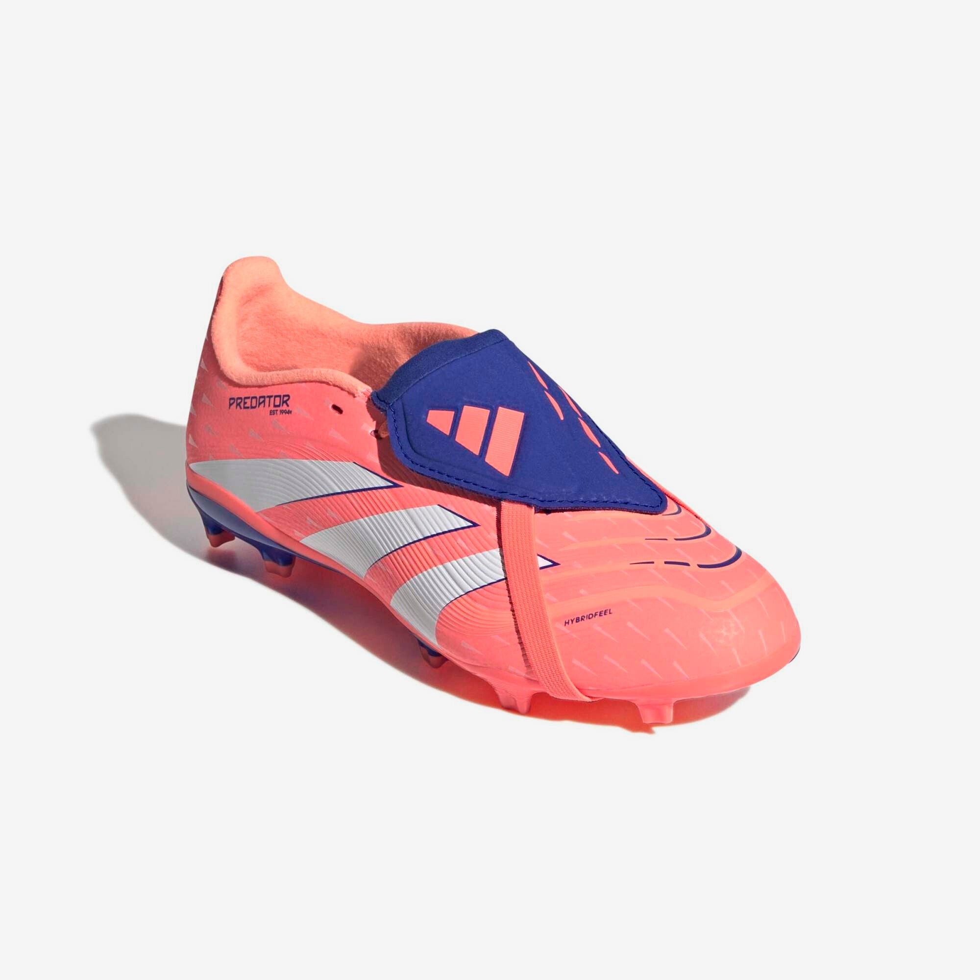 adidas Jr. Predator League Fold-Over Tongue Big Kids' Firm/Multi-Ground Low-Top Soccer Cleats - Signal Coral / Cloud White / Beam Orange