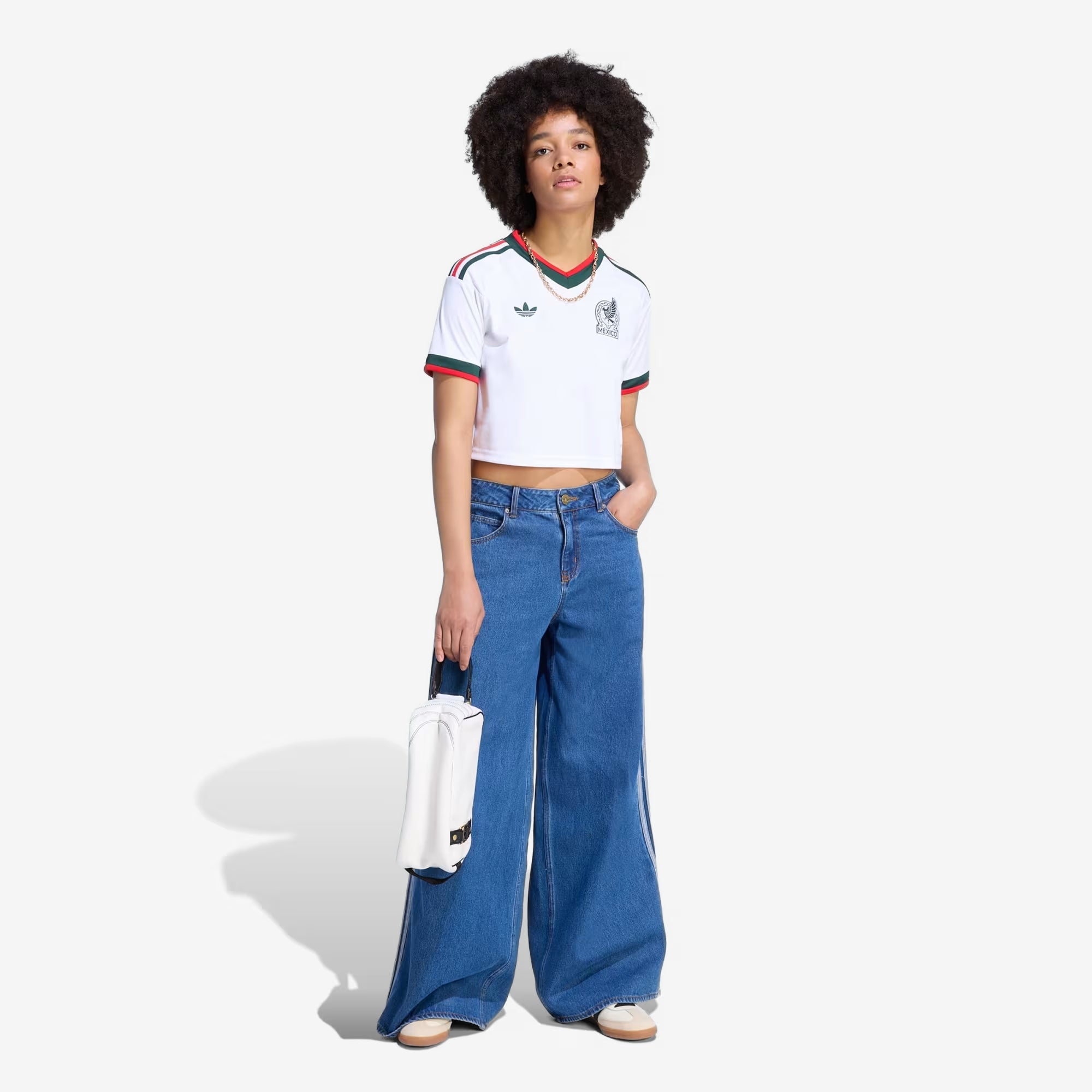 adidas Mexico 2026 Stadium Away Cropped Women's Soccer Jersey - White