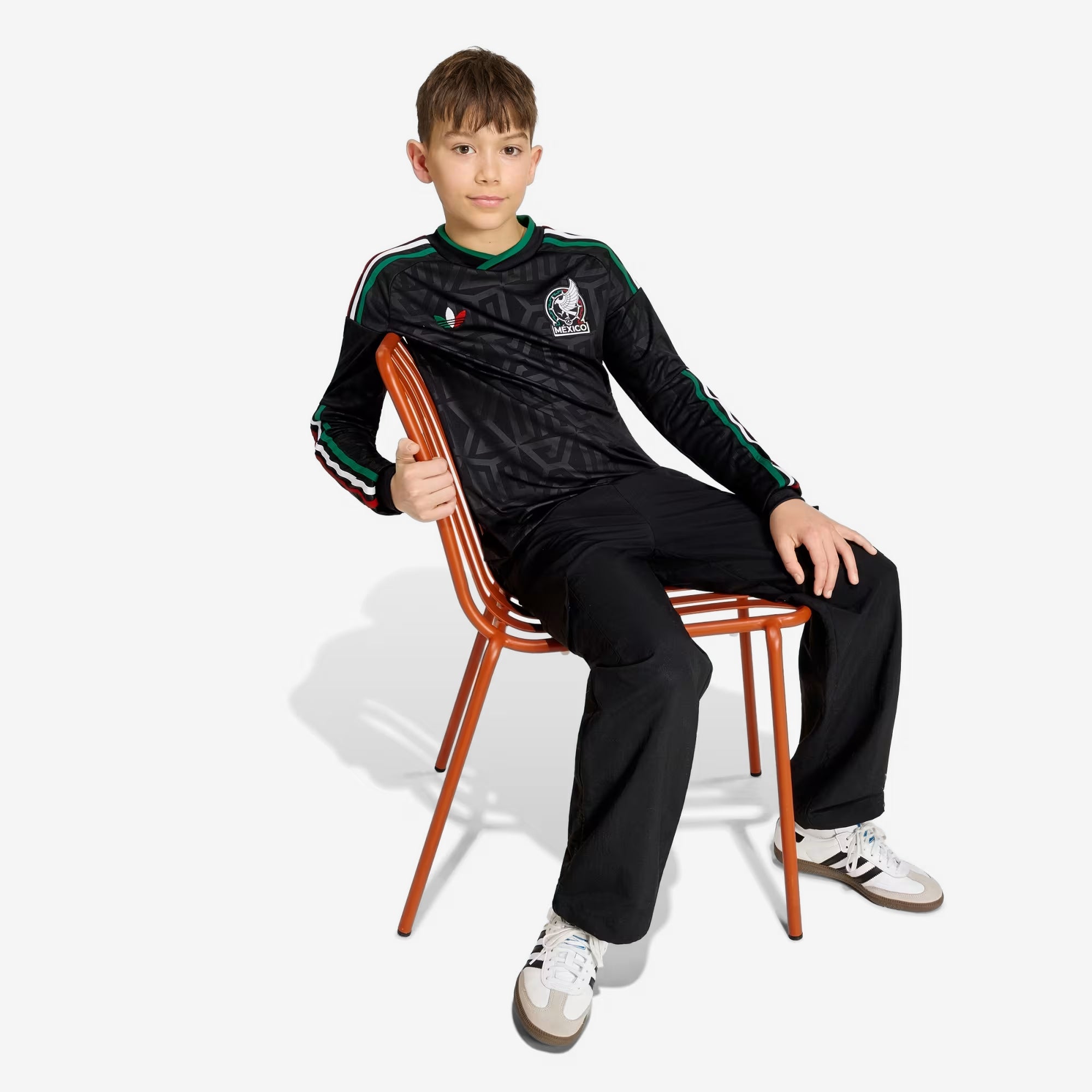 adidas Mexico 2026 Stadium Third Big Kids' Soccer Long-Sleeve Jersey - Black