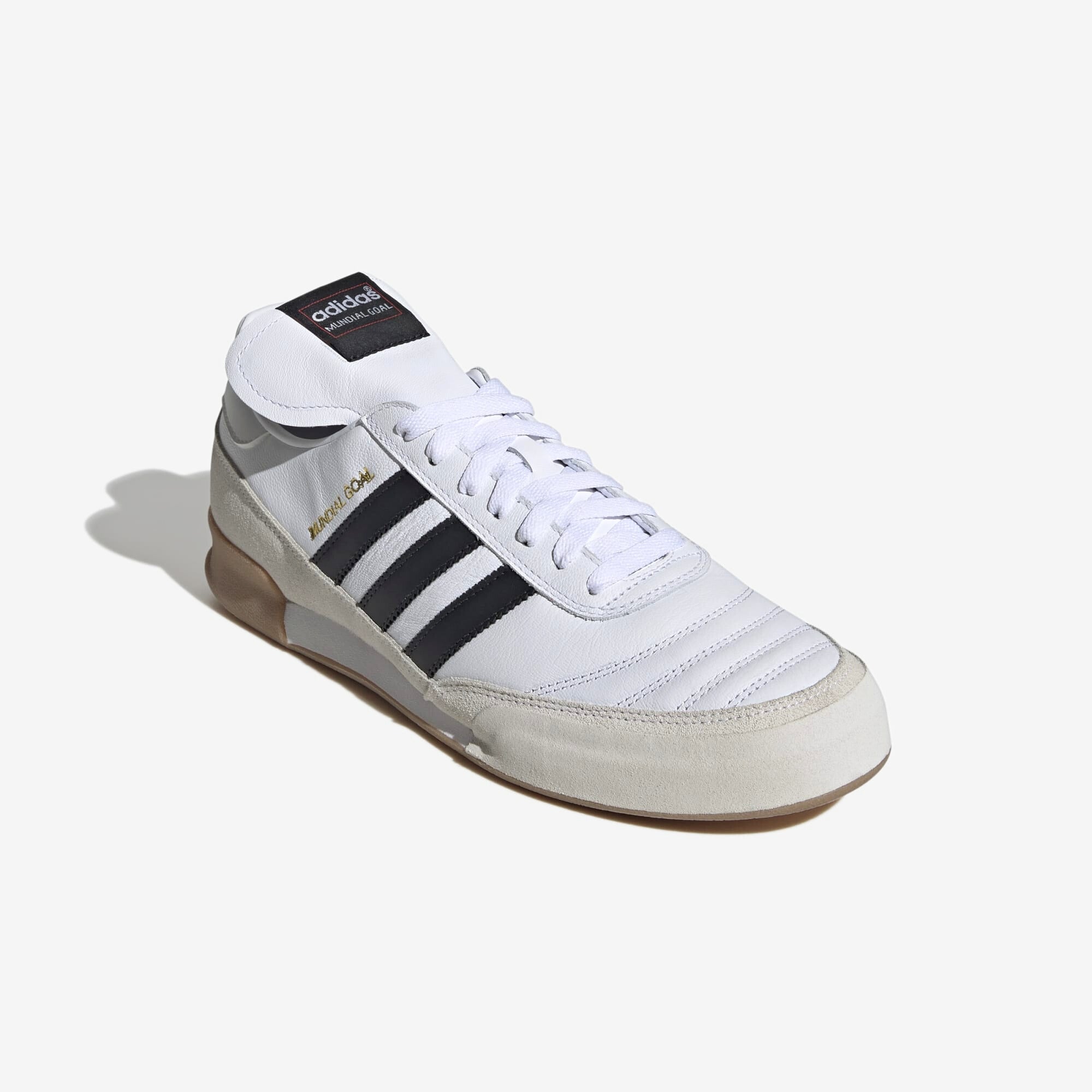 adidas Mundial Goal IC Low-Top Soccer Shoes - Cloud White / Core Black / Gold Metallic