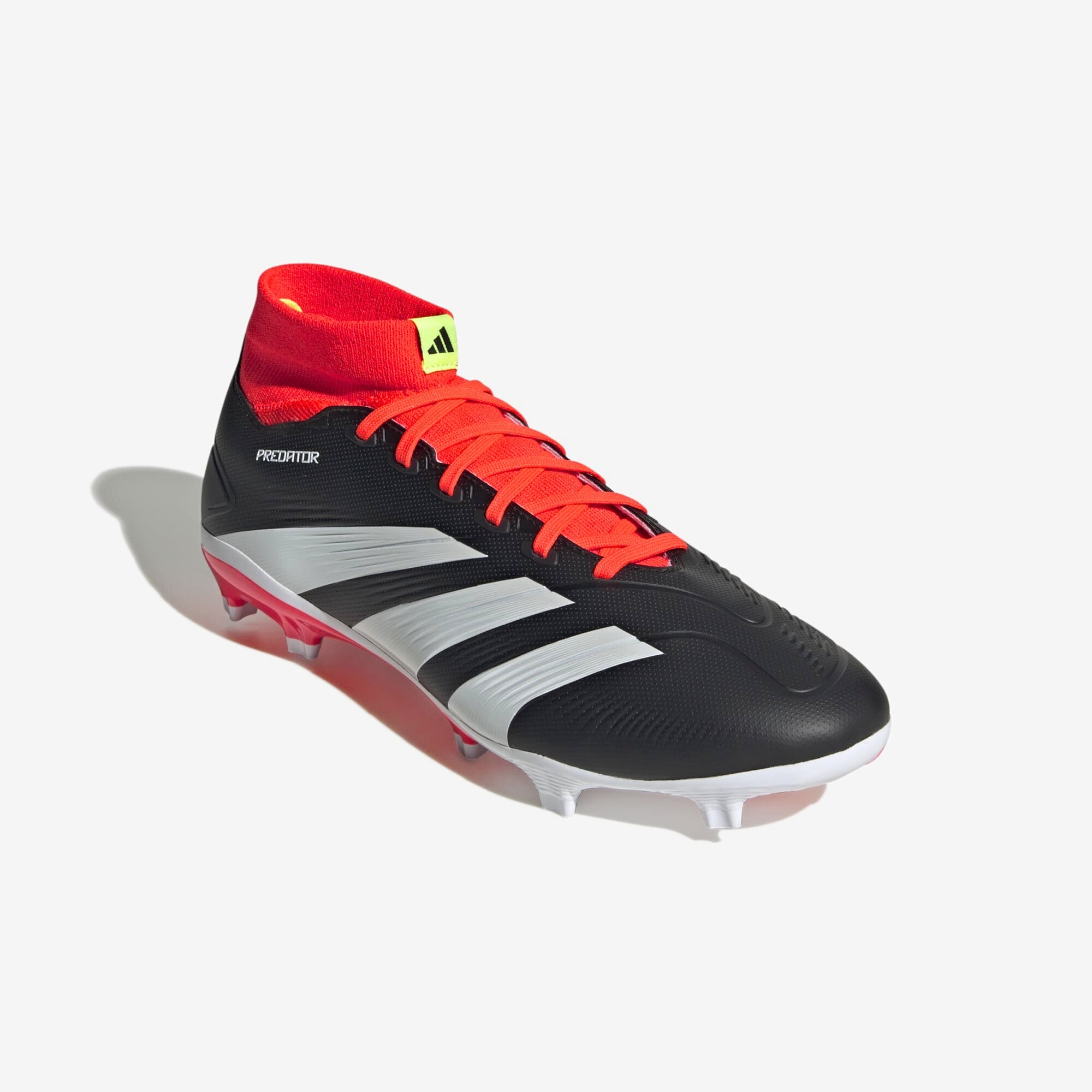 adidas Predator 24 League FG High-Top Soccer Cleats - Core Black / Cloud White / Solar Red