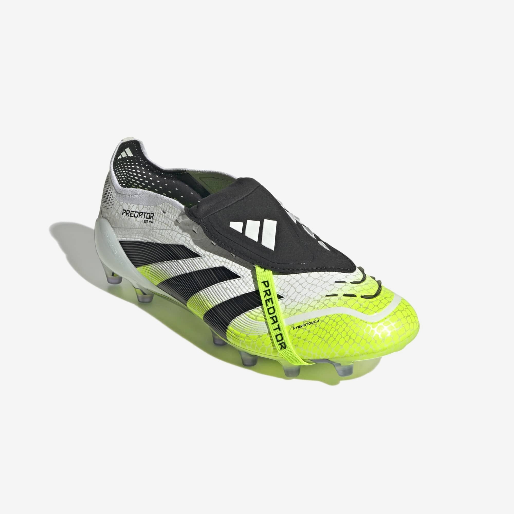 adidas Predator Elite Fold-Over Tongue Artificial-Grass Low-Top Soccer Cleats - Cloud White / Core Black / Lucid Lemon