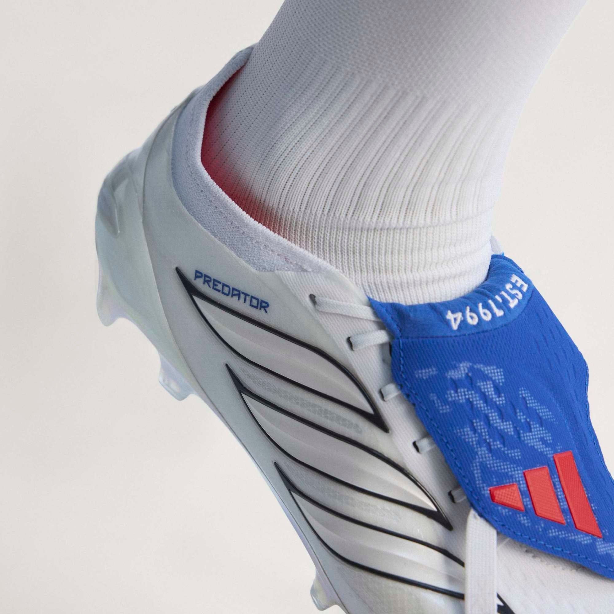adidas Predator Elite Fold-Over Tongue Firm-Ground Low-Top Soccer Cleats - Cloud White / Zero Metalic / Royal Blue