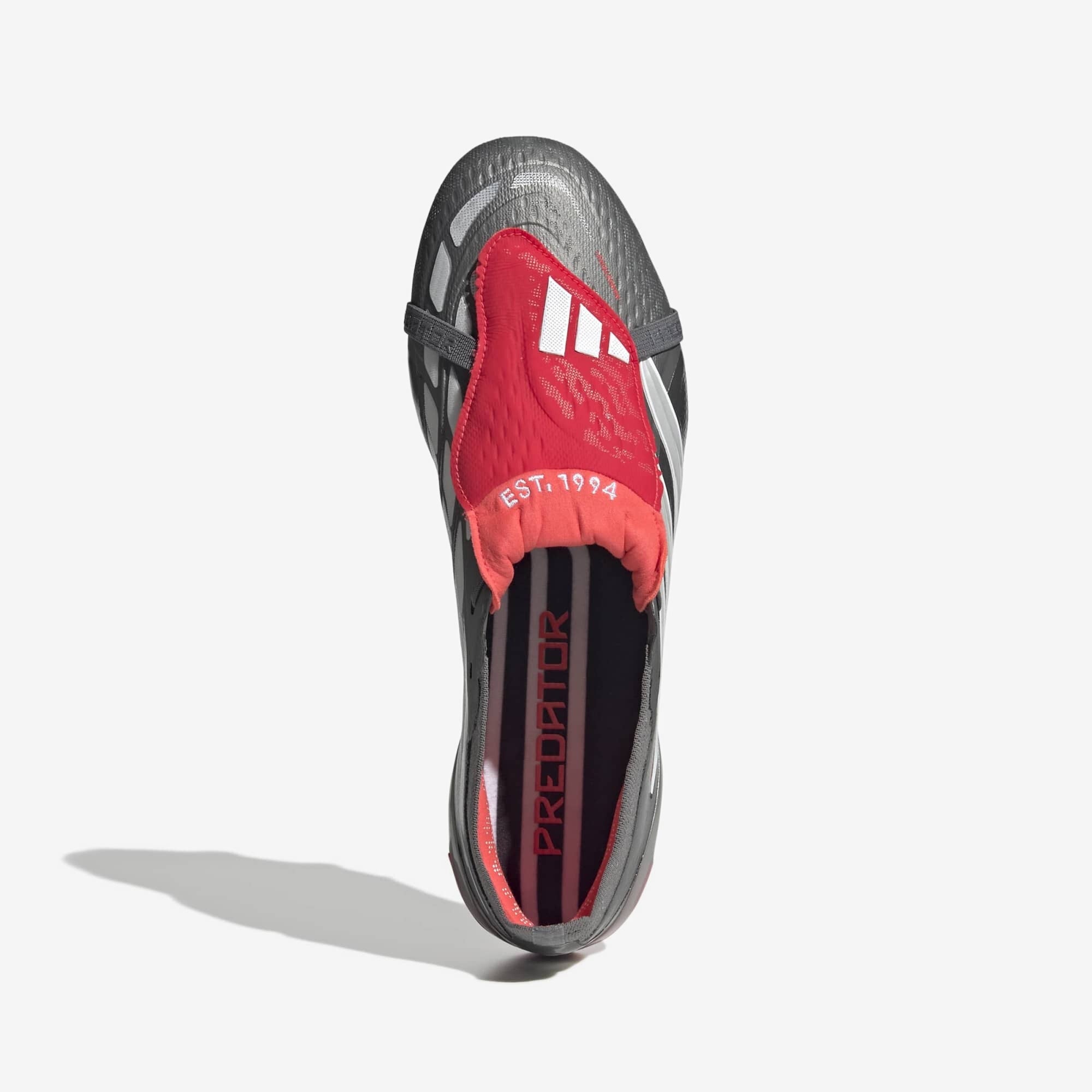 adidas Predator Elite Fold-Over Tongue Firm-Ground Low-Top Soccer Cleats - Iron Metallic / Cloud White / Lucid Red