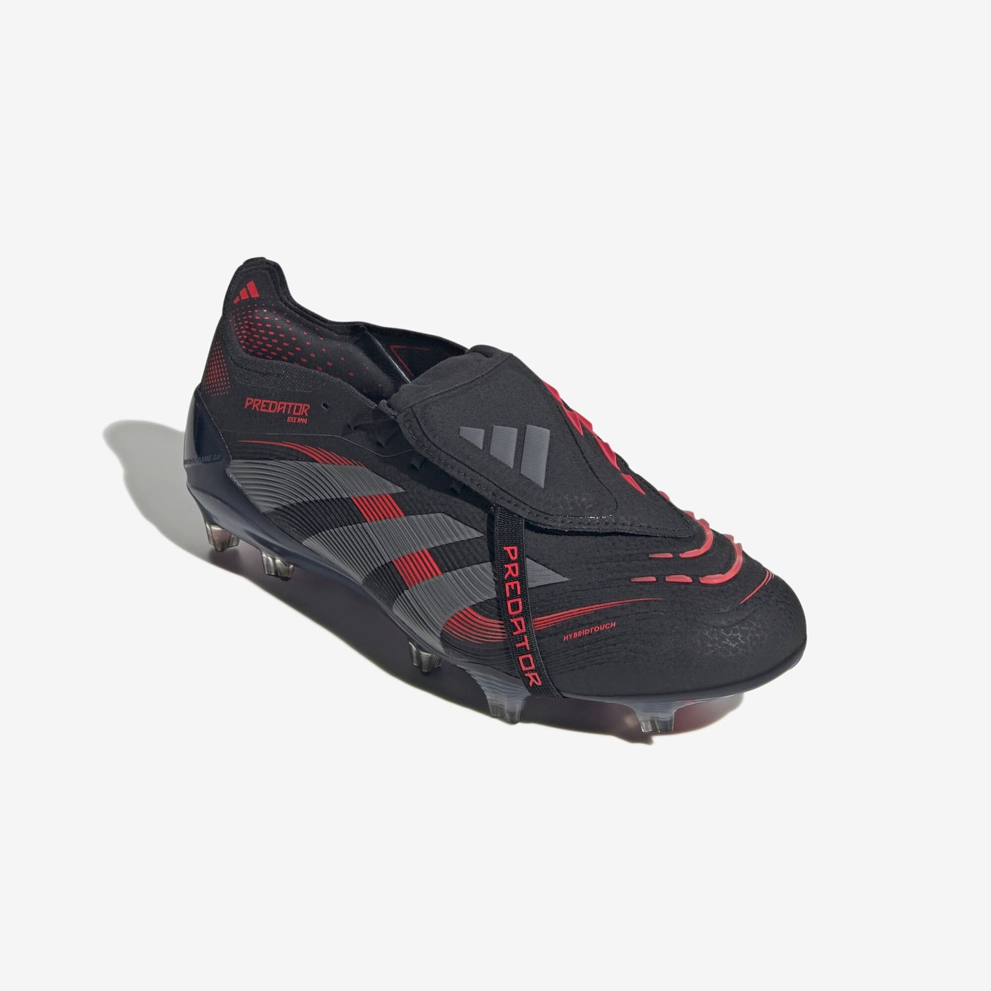 adidas Predator Elite Fold-Over Tongue FG Low-Top Soccer Cleats - Core Black / Grey Four / Lucid Red