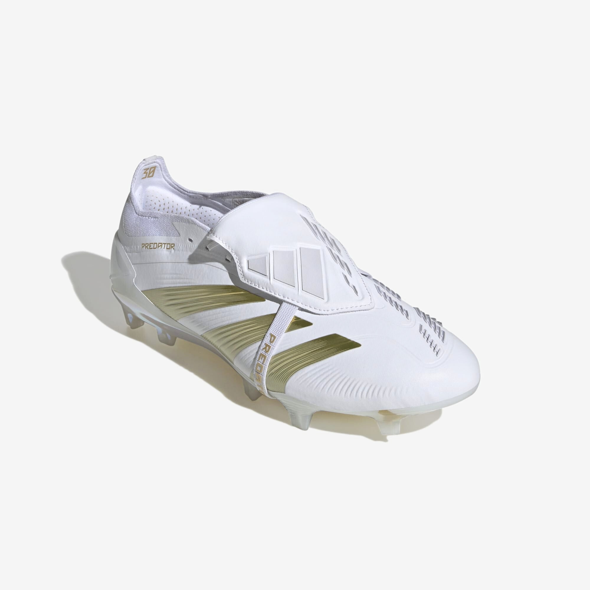 adidas Predator Elite Fold-Over Tongue FG Low-Top Soccer Cleats - Cloud White / Gold Metallic / Cloud White