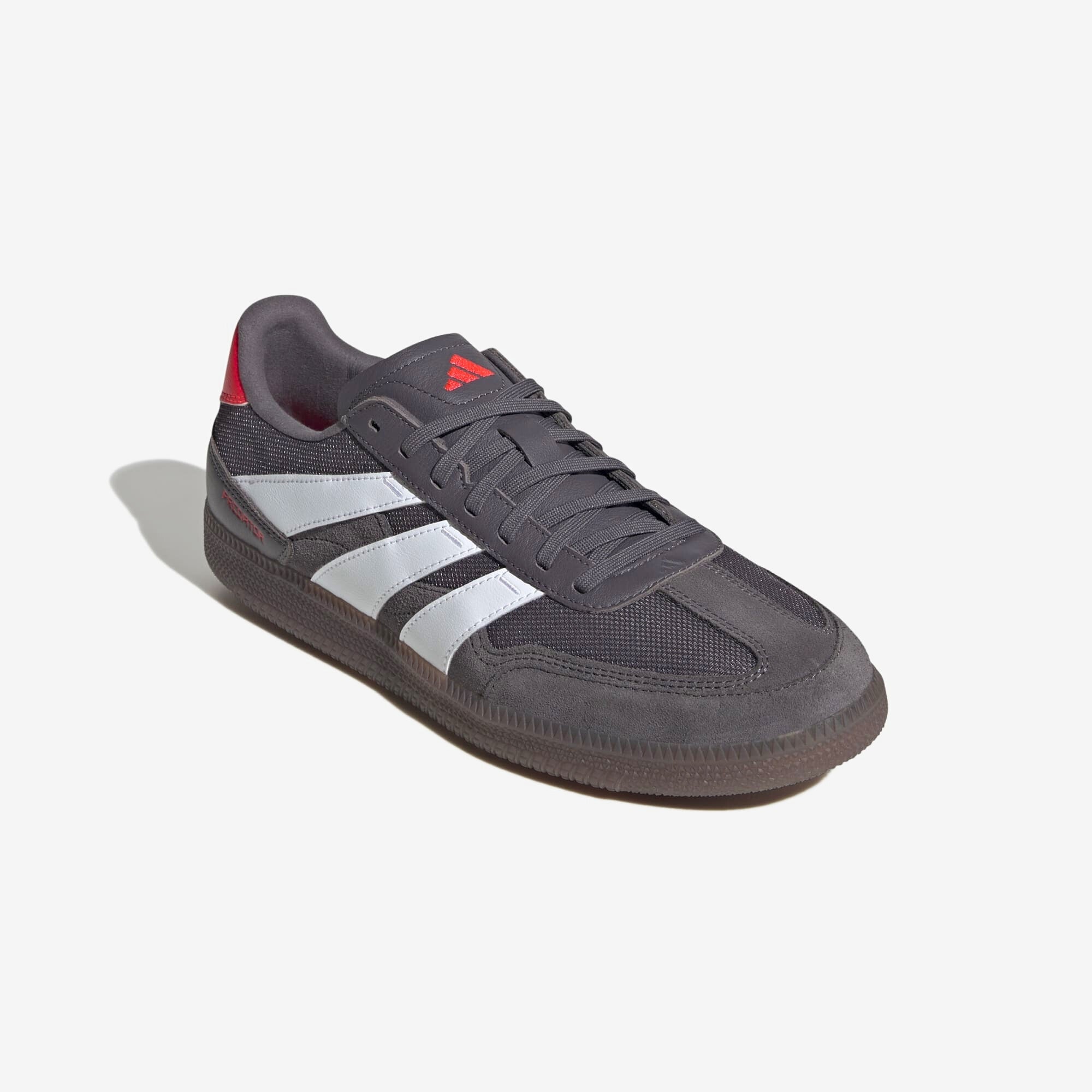 adidas Predator Freestyle IC Low-Top Soccer Shoes - Grey Strata / White / Lucid Red