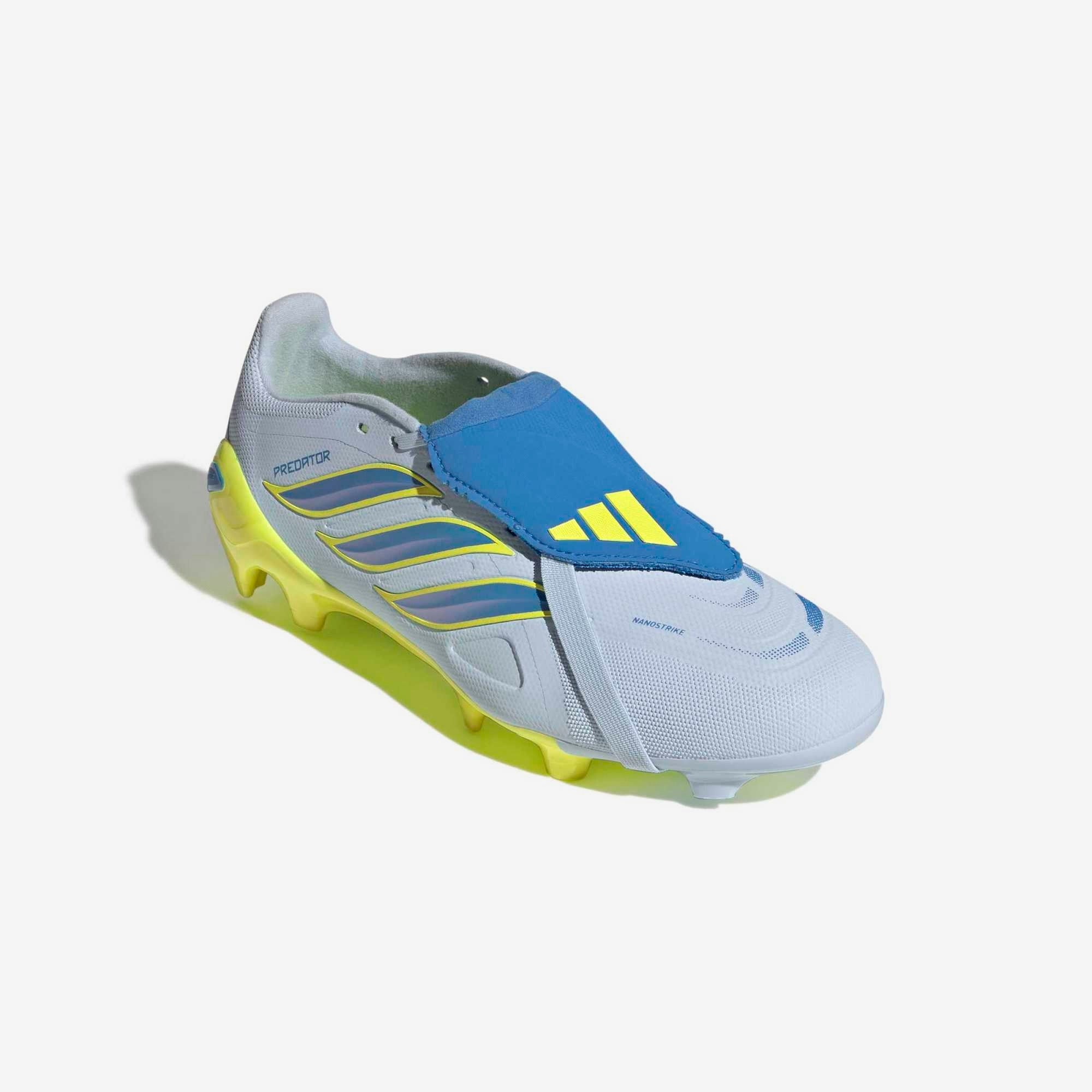 adidas Predator League Fold-Over Tongue Firm-Ground Low-Top Soccer Cleats - Crystal Sky / Ray Blue / Team Solar Yellow 2