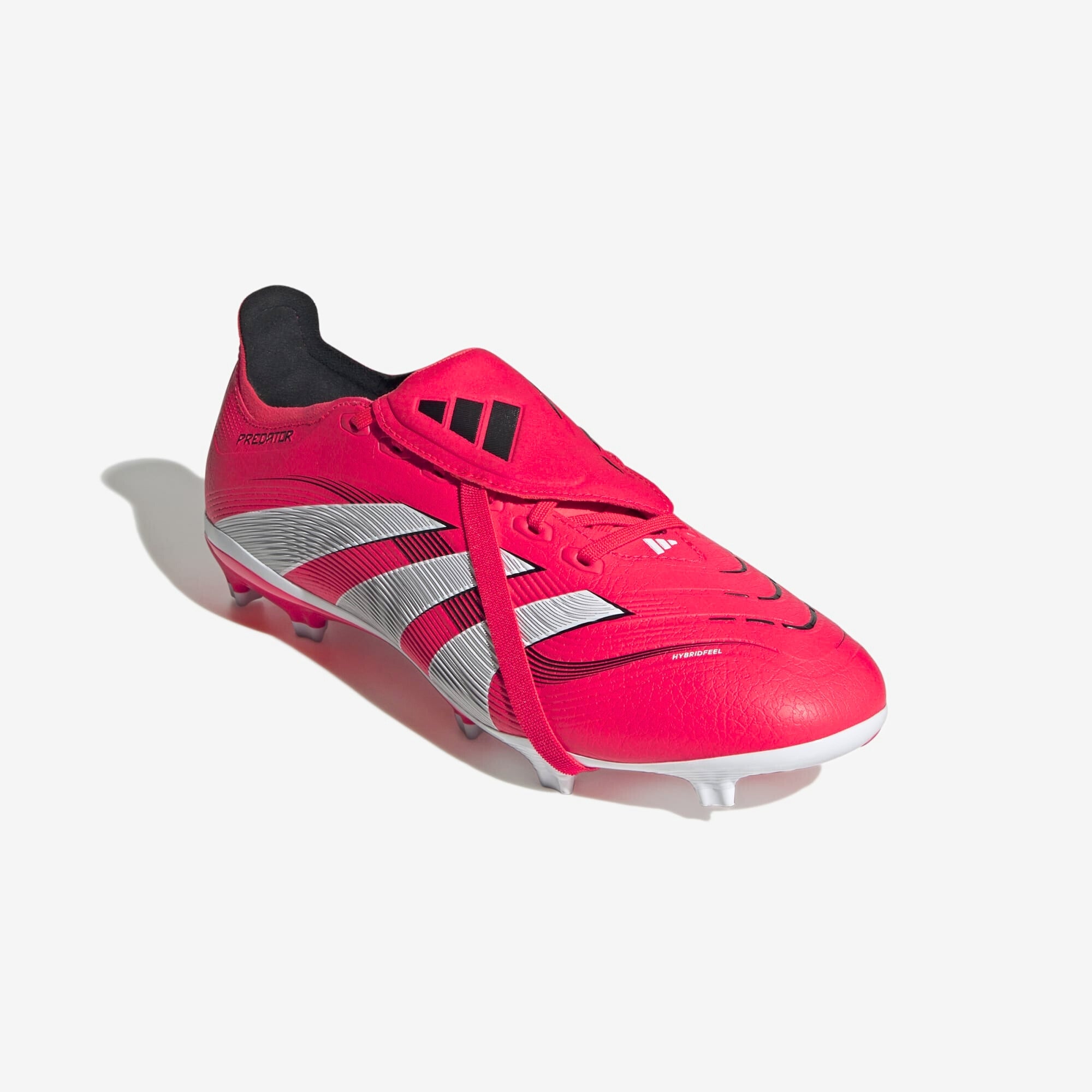 adidas Predator League Fold-Over Tongue FG/MG Low-Top Soccer Cleats - Lucid Red / Cloud White / Core Black