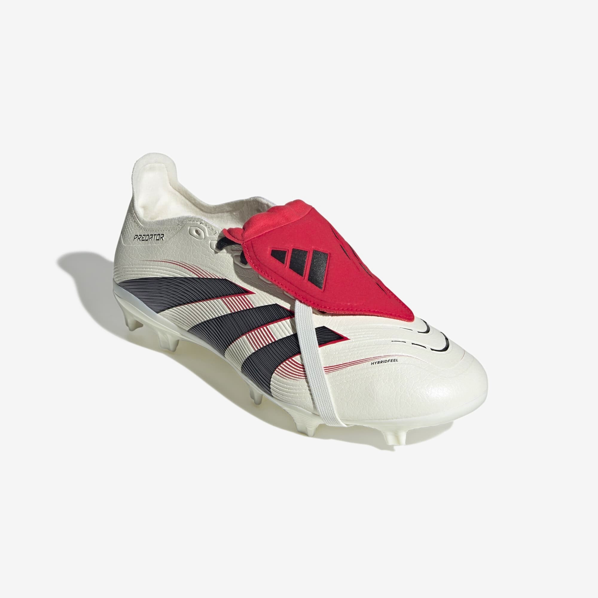 adidas Predator League Fold-Over Tongue FG/MG Low-Top Soccer Cleats - Off White / Core Black / Pure Ruby