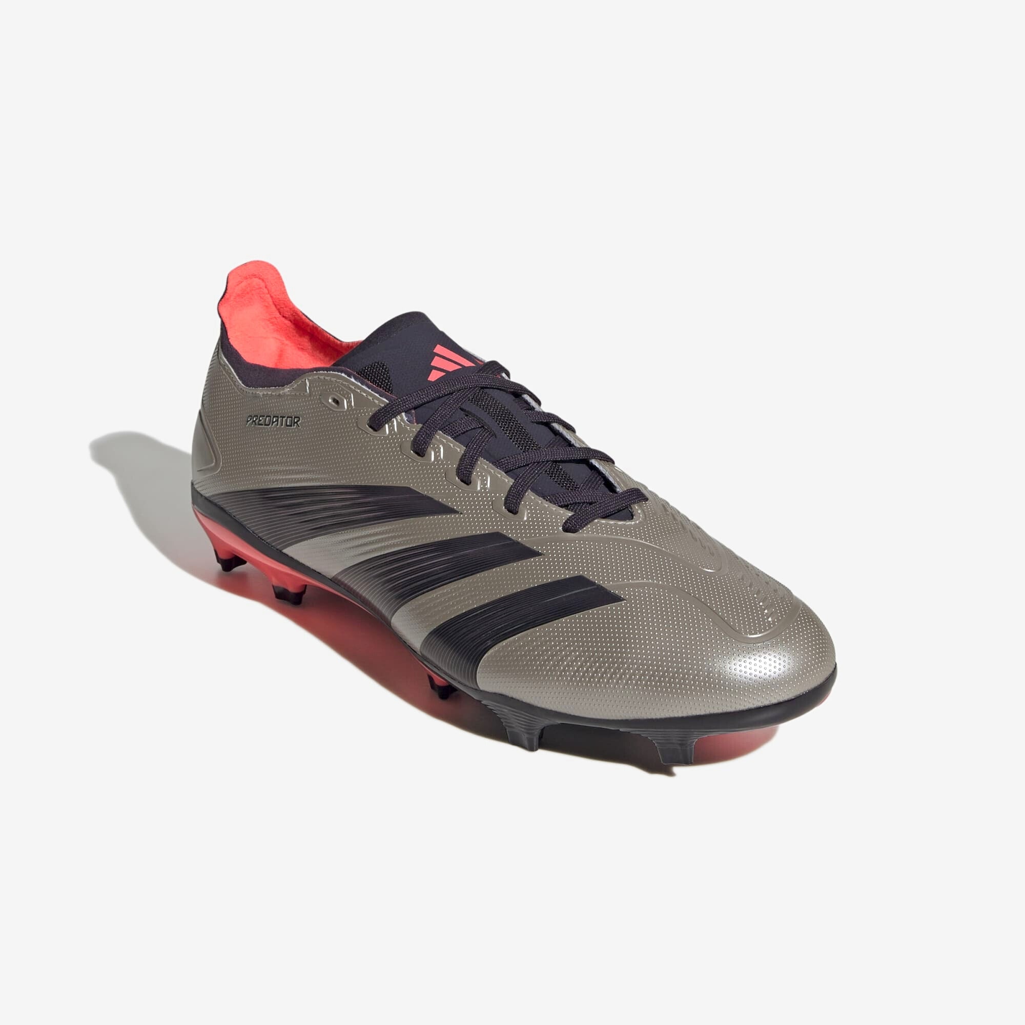 adidas Predator League FG Low-Top Soccer Cleats - Platinum Metallic / Aurora Black / Turbo