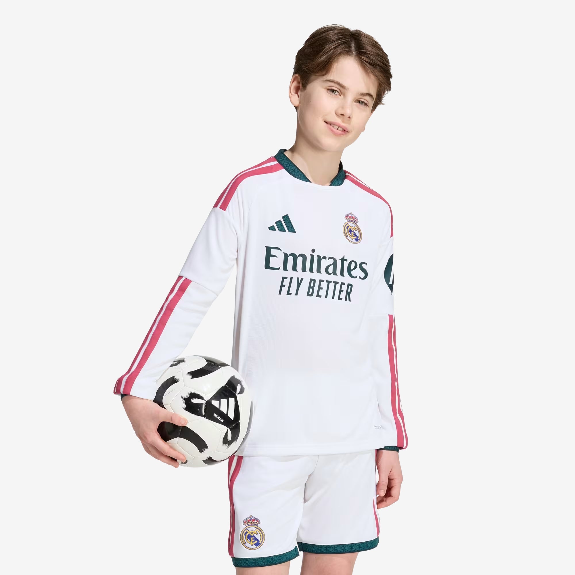 adidas Real Madrid 2026/27 Stadium Home Big Kids' Soccer Long-Sleeve Jersey - White