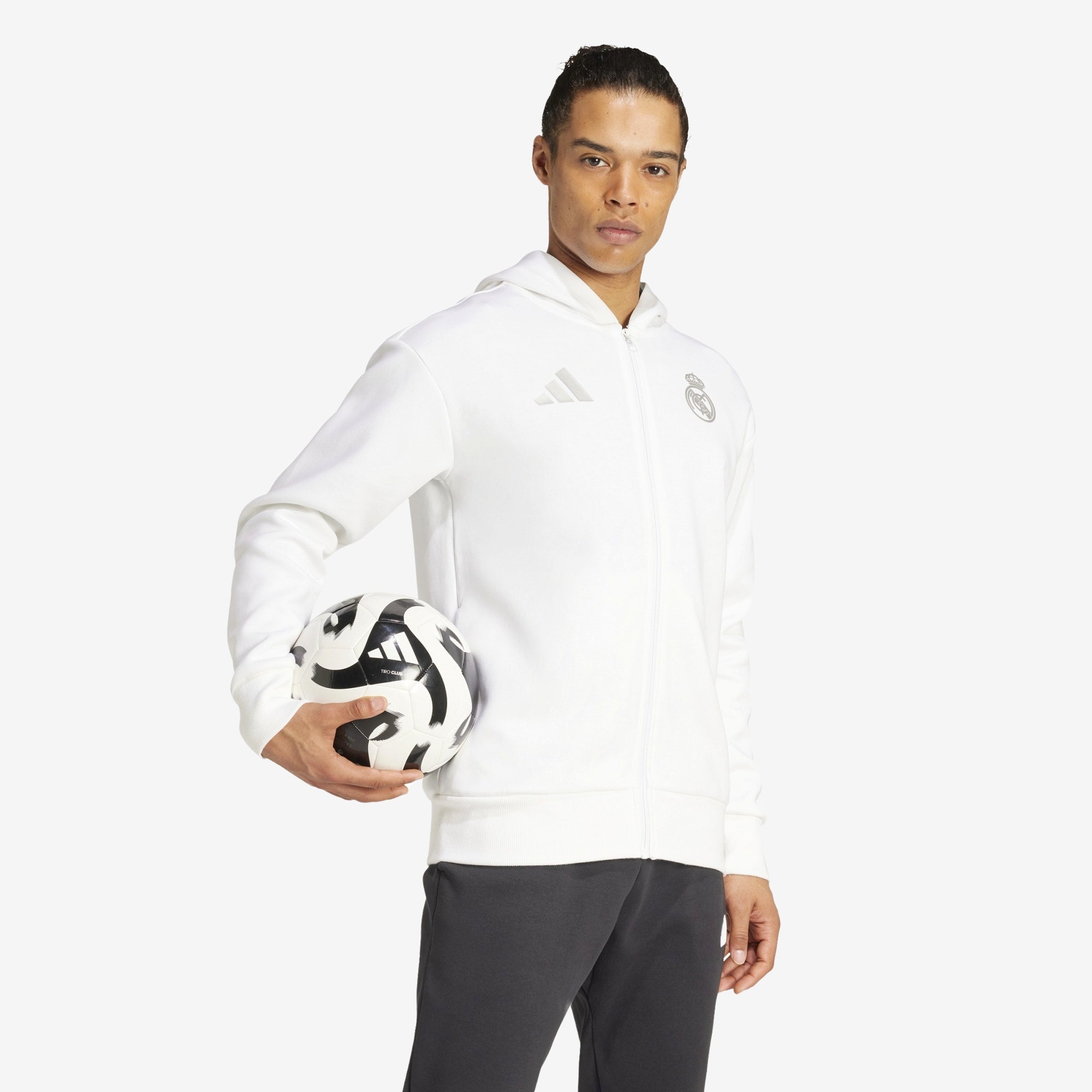 adidas Real Madrid Anthem Men's Soccer Full-Zip Hooded Jacket - White