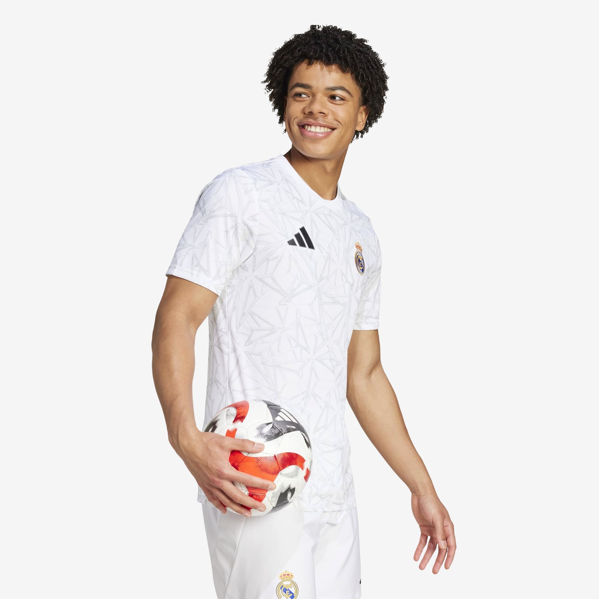 adidas Real Madrid Pre-Match Men's AEROREADY Soccer Jersey - White / Clear Grey