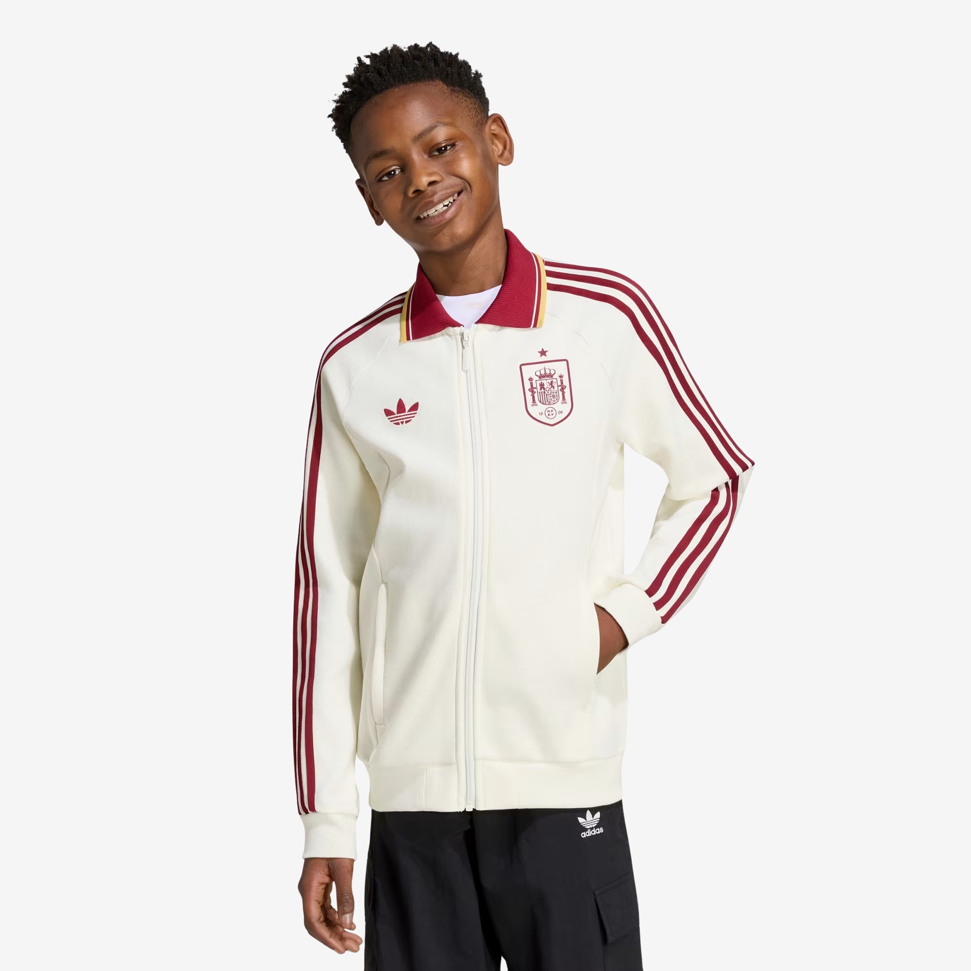 adidas Spain Away Anthem Big Kids' Full-Zip Soccer Jacket - Off White
