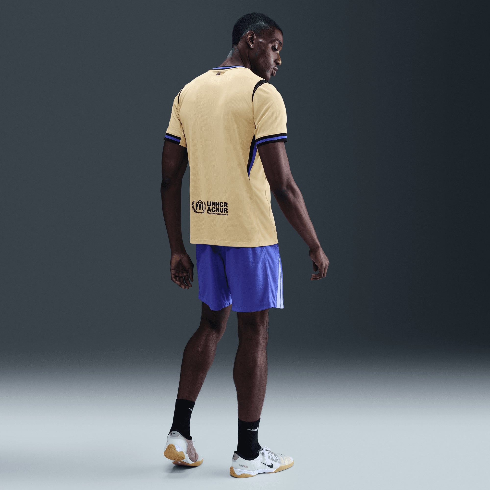 Nike FC Barcelona 2025/26 Stadium Away Men's Kobe Dri-FIT Soccer Replica Jersey - Team Gold/Team Gold/Persian Violet/Black