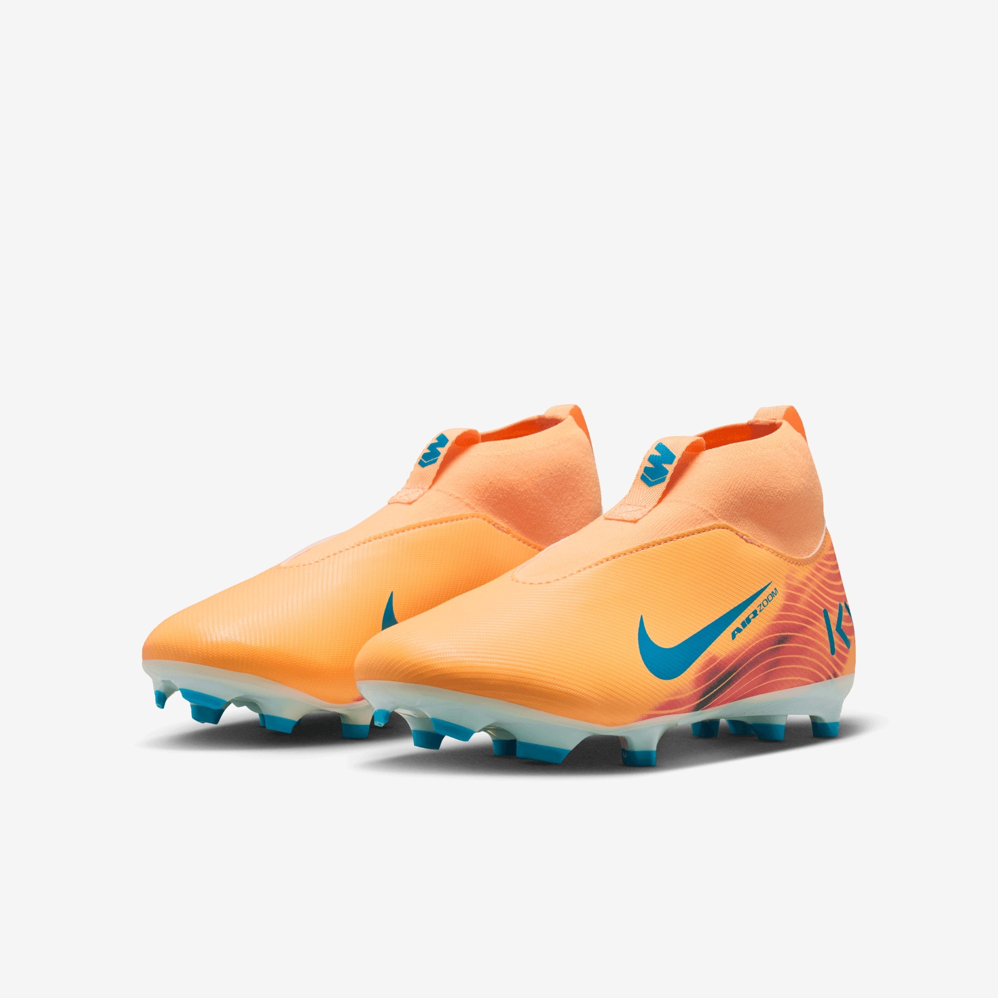 Nike Jr. Mercurial Superfly 10 Academy Kylian Mbappé Big Kids' Multi-Ground High-Top Soccer Cleats - Melon Tint/Neo Turq-Igloo