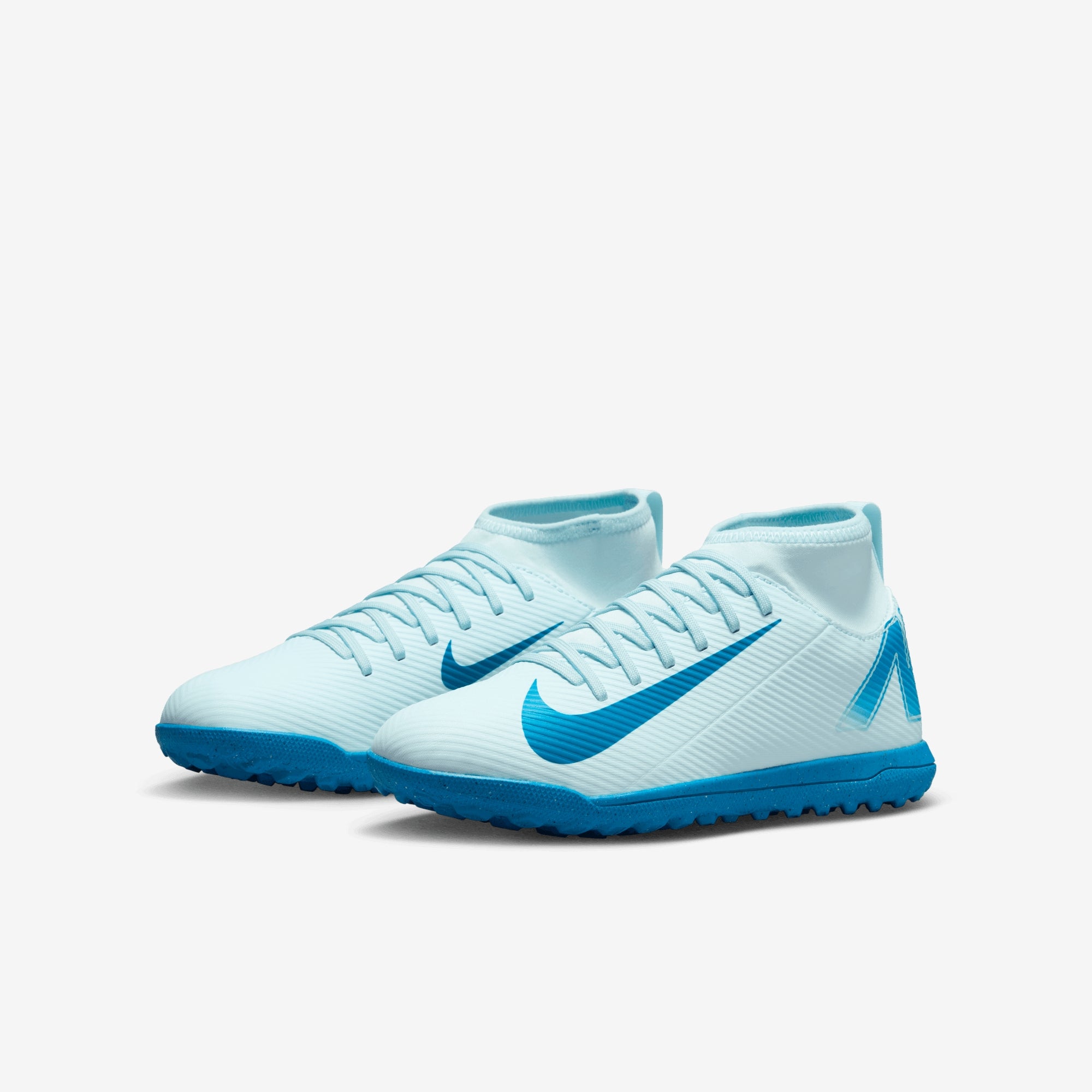 Nike Jr. Mercurial Superfly 10 Club Little/Big Kids' TF High-Top Soccer Shoes - Glacier Blue/Blue Orbit