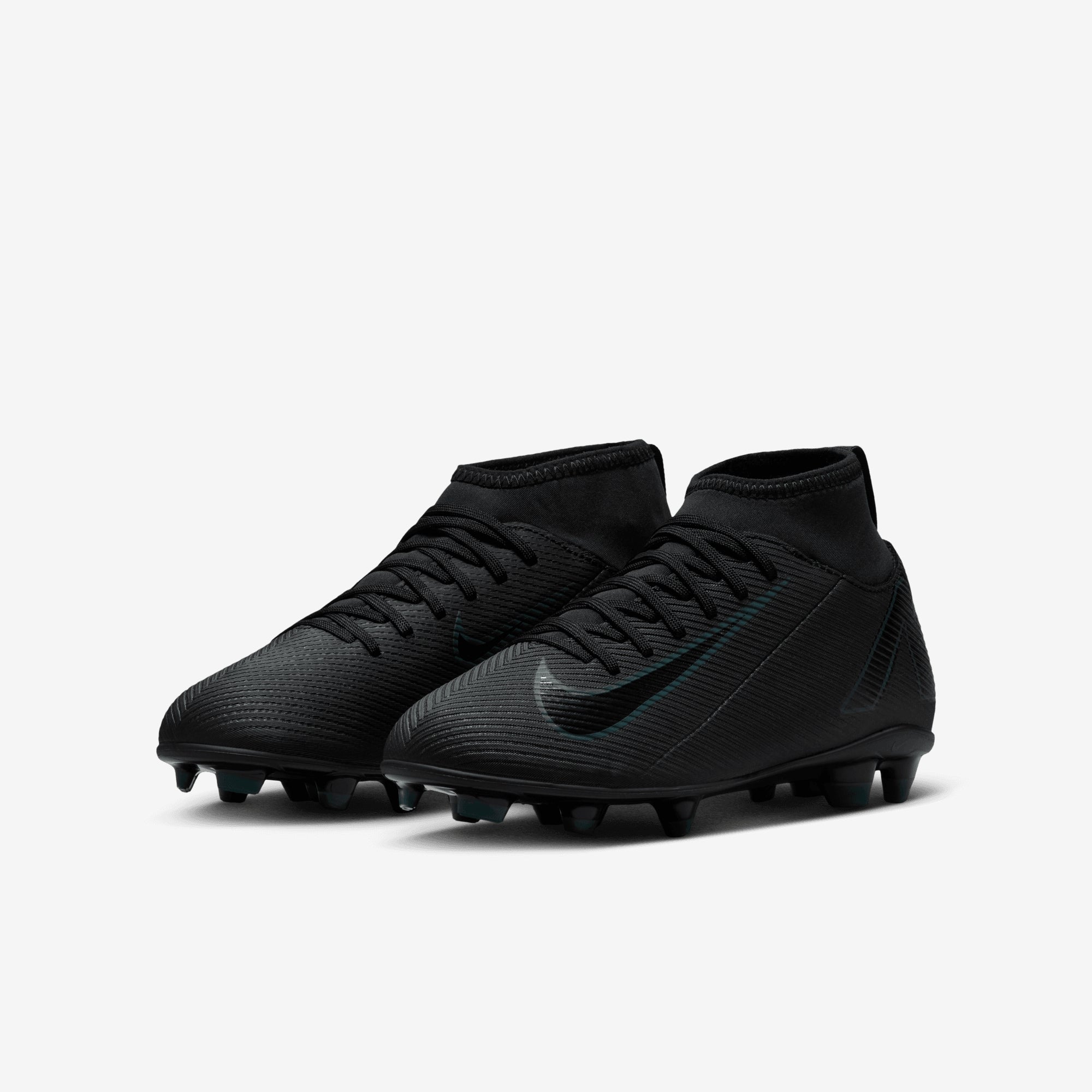 Nike Jr. Mercurial Superfly 10 Club Little/Big Kids' MG High-Top Soccer Cleats - Black/Black-Deep Jungle