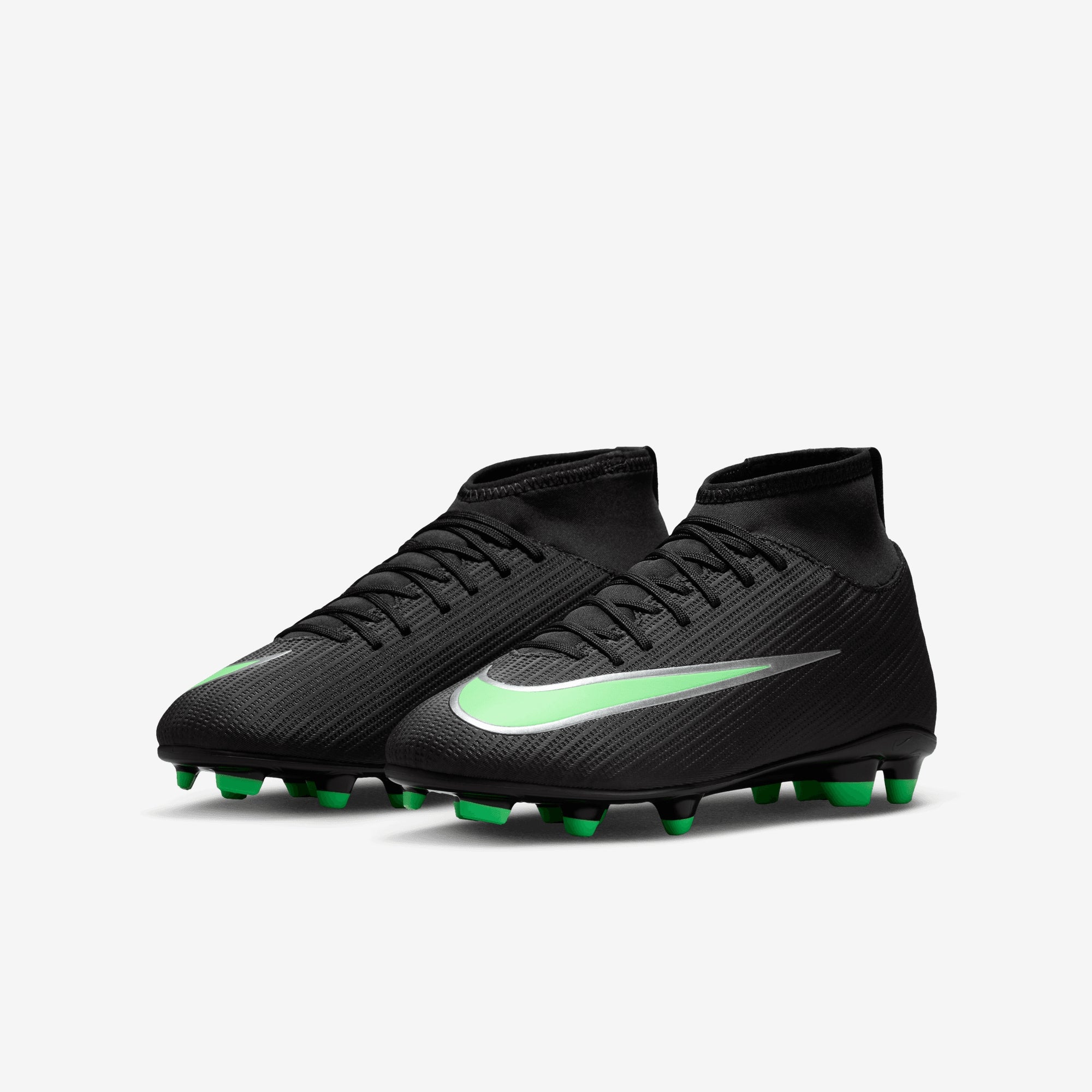 Nike Jr. Mercurial Superfly 11 Club Big Kids' Multi-Ground High-Top Soccer Cleats - Black/Illusion Green-Black