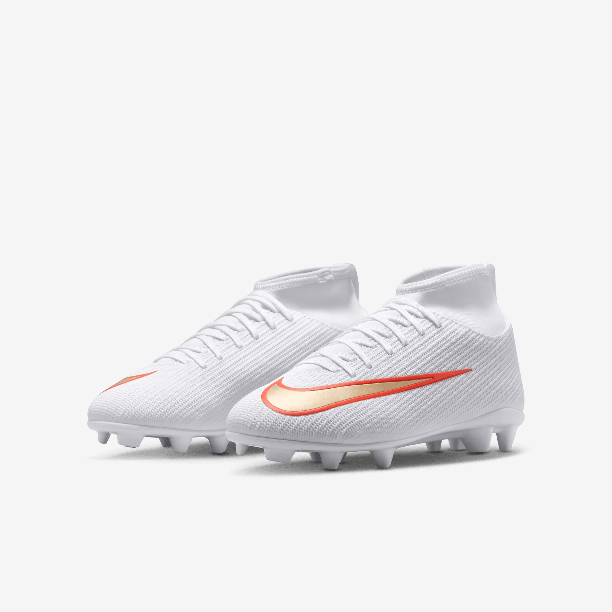Nike Jr. Mercurial Superfly 11 Club Big Kids' Multi-Ground High-Top Soccer Cleats - White/Blur-Bright Crimson
