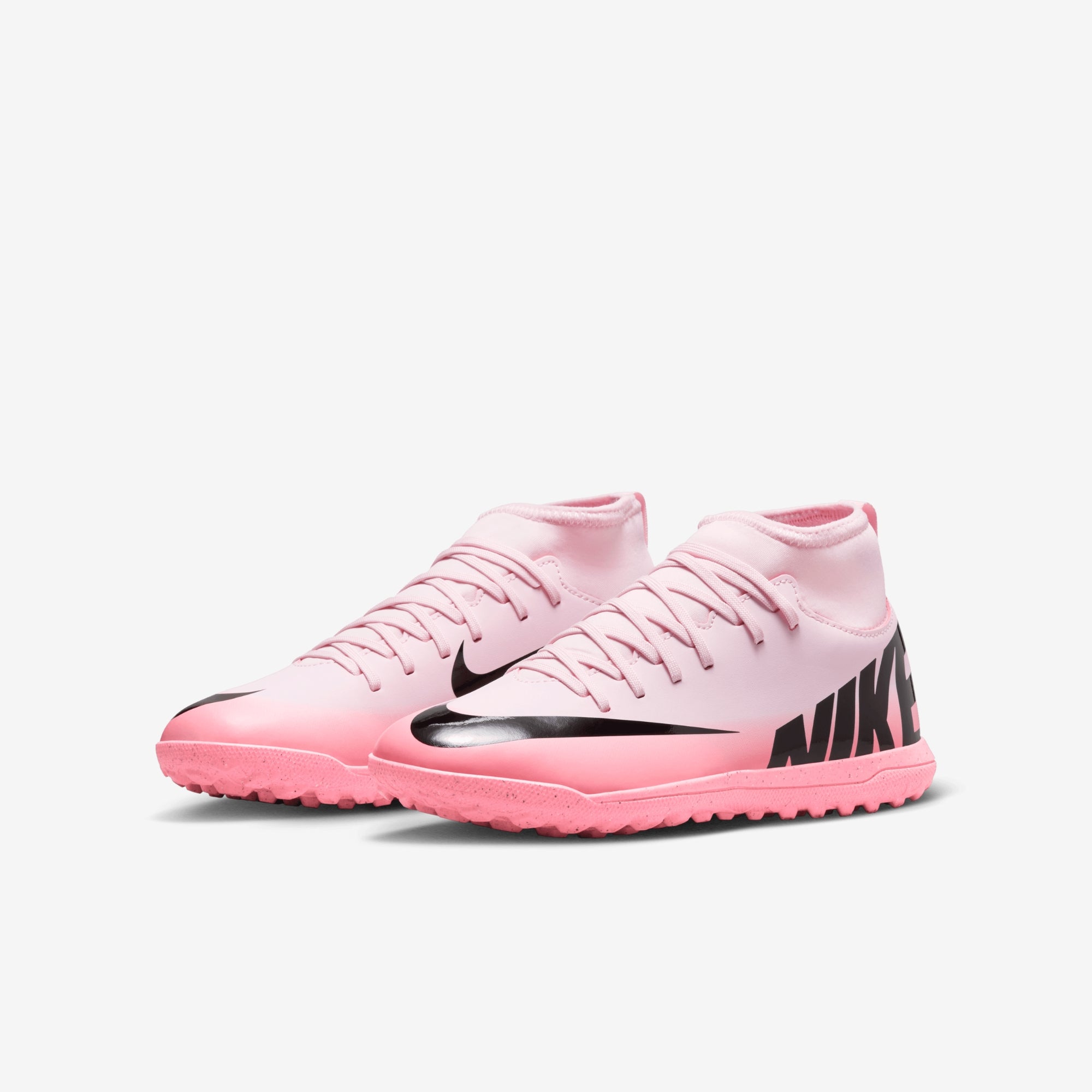 Nike Jr. Mercurial Superfly 9 Club Little/Big Kids' TF High-Top Soccer Shoes - Pink Foam/Black