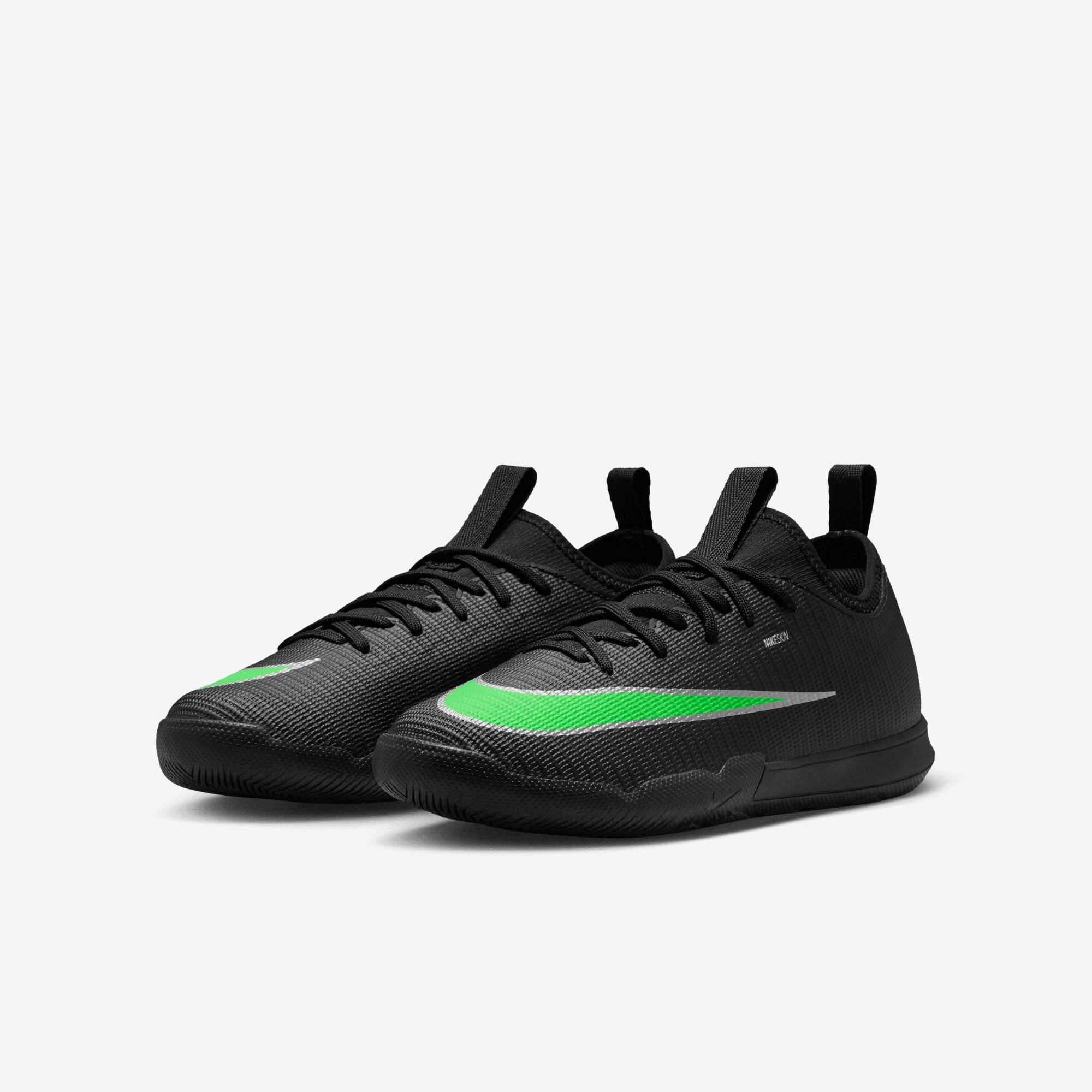 Nike Jr. Mercurial Vapor 17 Academy Big Kids' Indoor/Court Low-Top Soccer Shoes - Black/Illusion Green-Black
