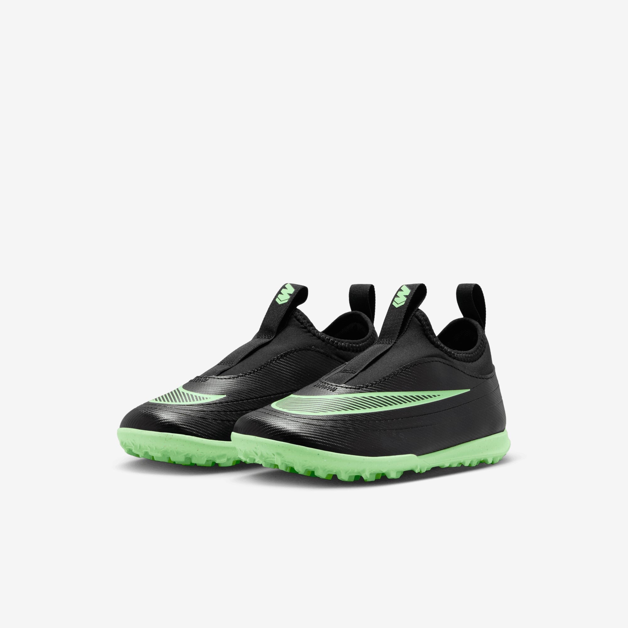Nike Jr. Mercurial Vapor 17 Club Little Kids' Turf Low-Top Soccer Shoes - Black/Illusion Green-Black