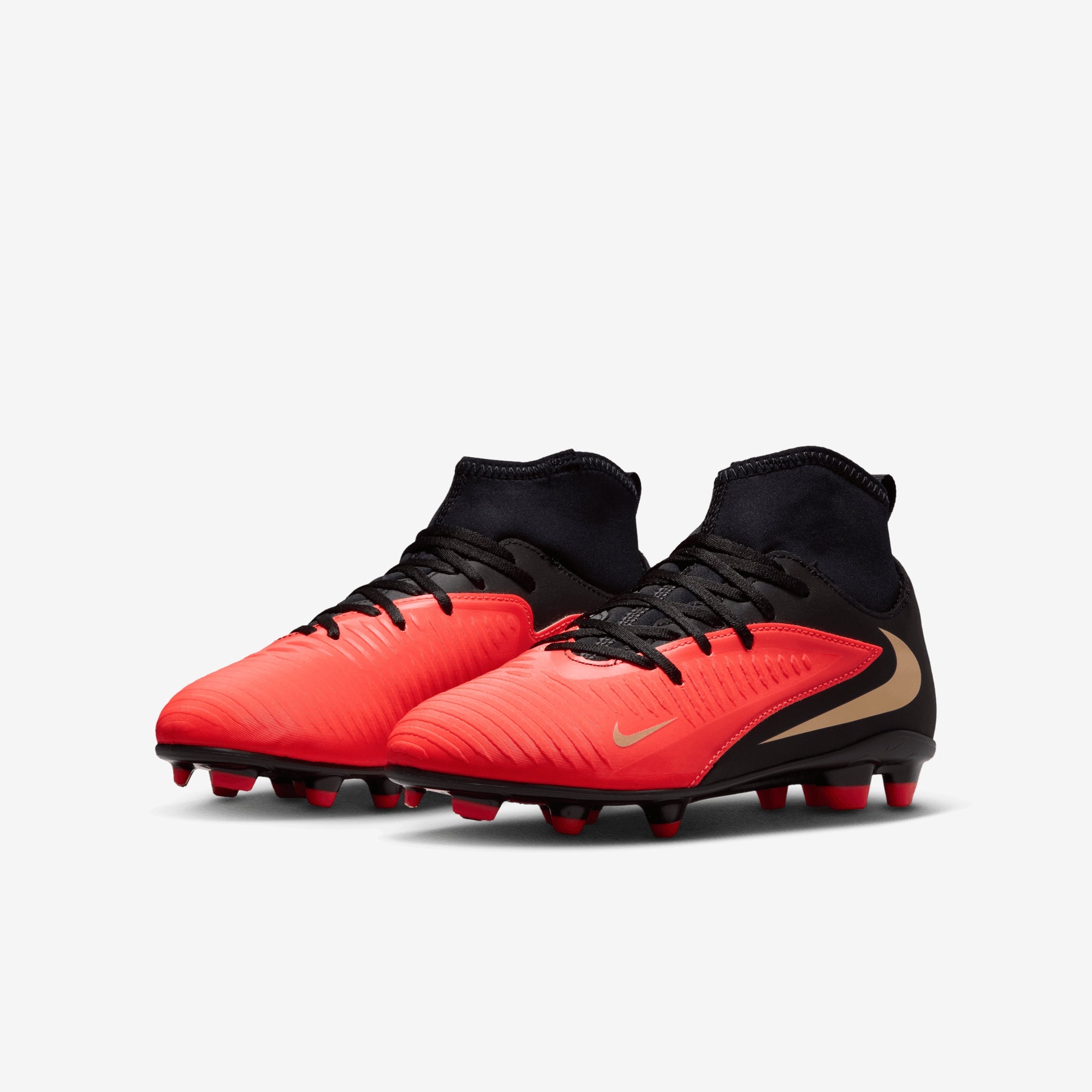 Nike Jr. Phantom 6 High Club Big Kids' Multi-Ground Soccer Cleats - Bright Crimson/Black-Bright Crimson