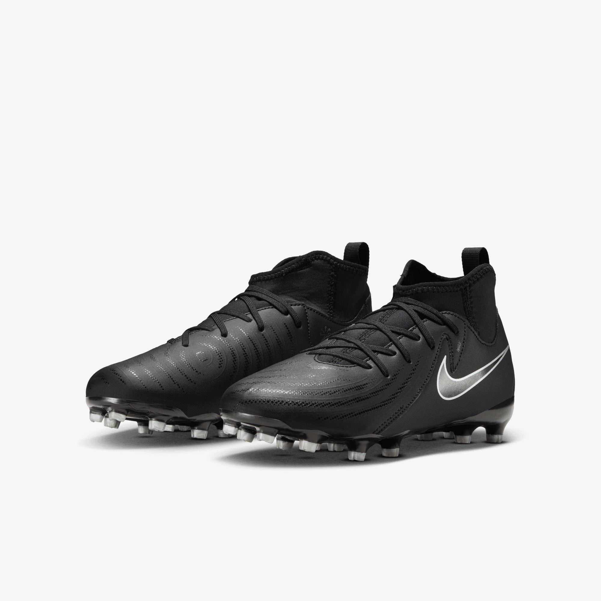 Nike Jr. Phantom Luna 2 Academy Little/Big Kids' MG High-Top Soccer Cleats - Black/Black