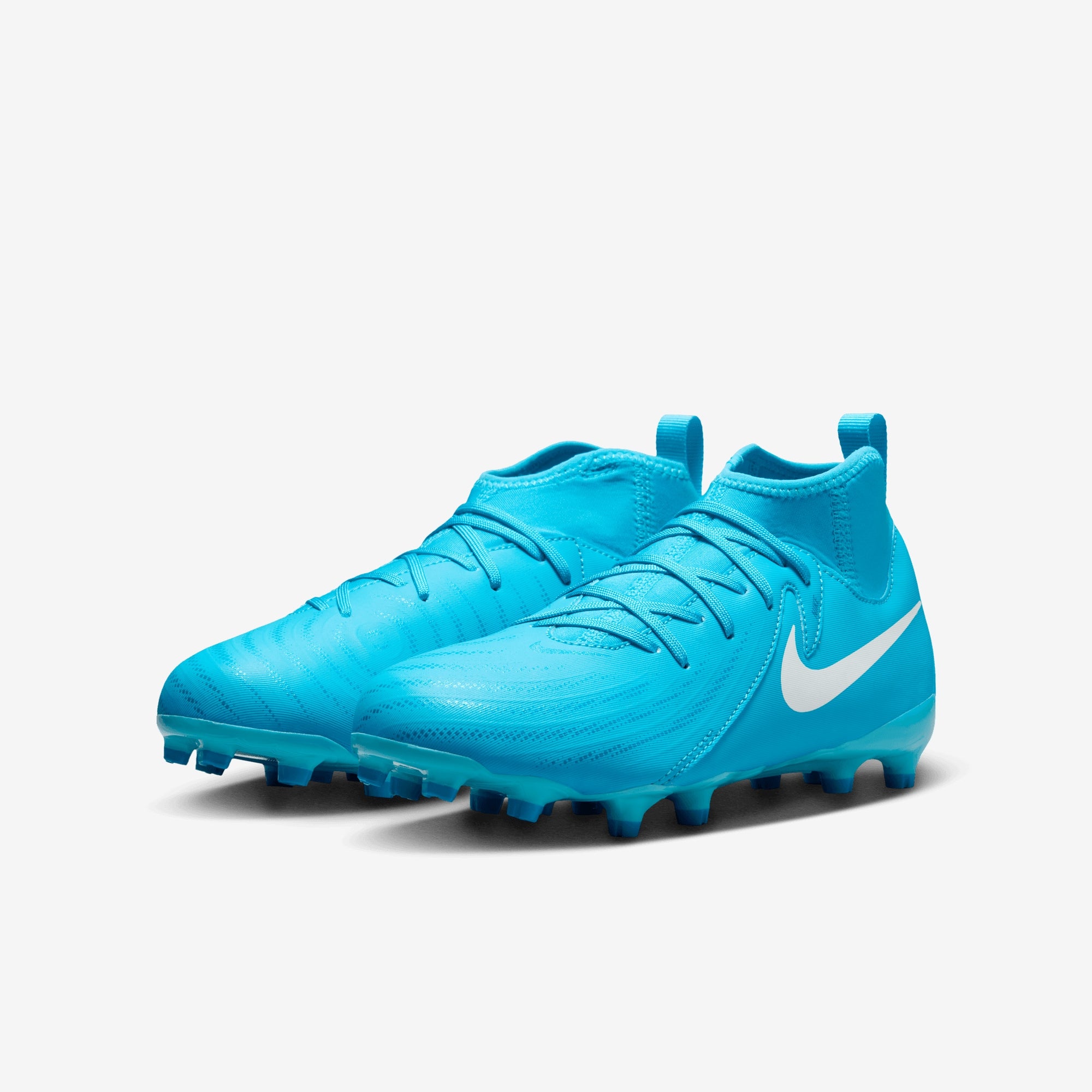 Nike Jr. Phantom Luna 2 Academy Little/Big Kids' MG High-Top Soccer Cleats - Blue Fury/White