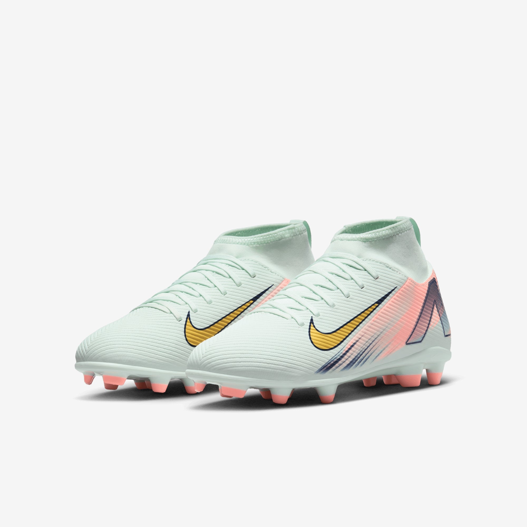 Nike Jr. Superfly 10 Club Mercurial Dream Speed Big Kids' MG High-Top Soccer Cleats - Barely Green/Mtlc Gold Coin