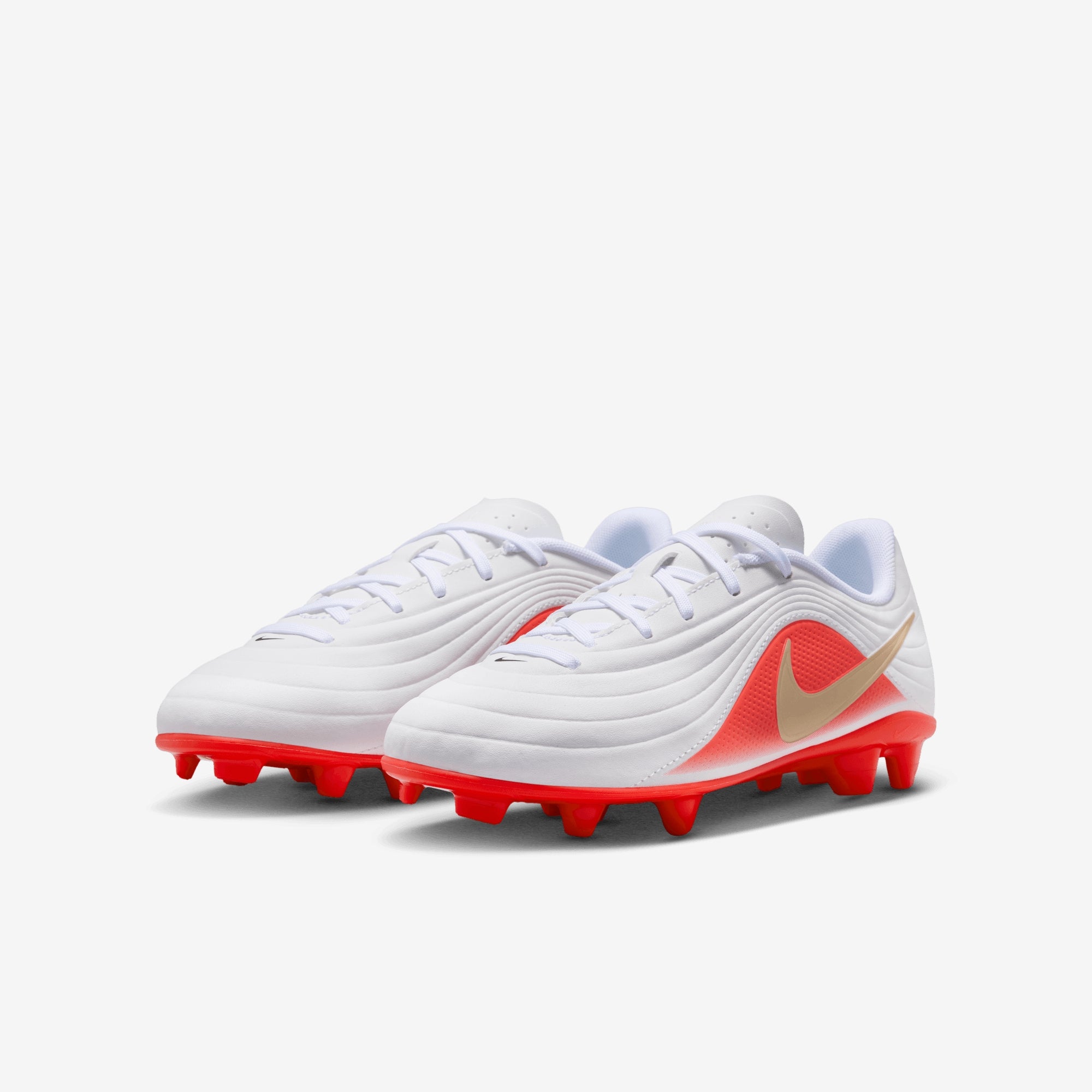 Nike Jr. Tiempo Maestro Club Big Kids' Multi-Ground Low-Top Soccer Cleats - White/Blur-Bright Crimson