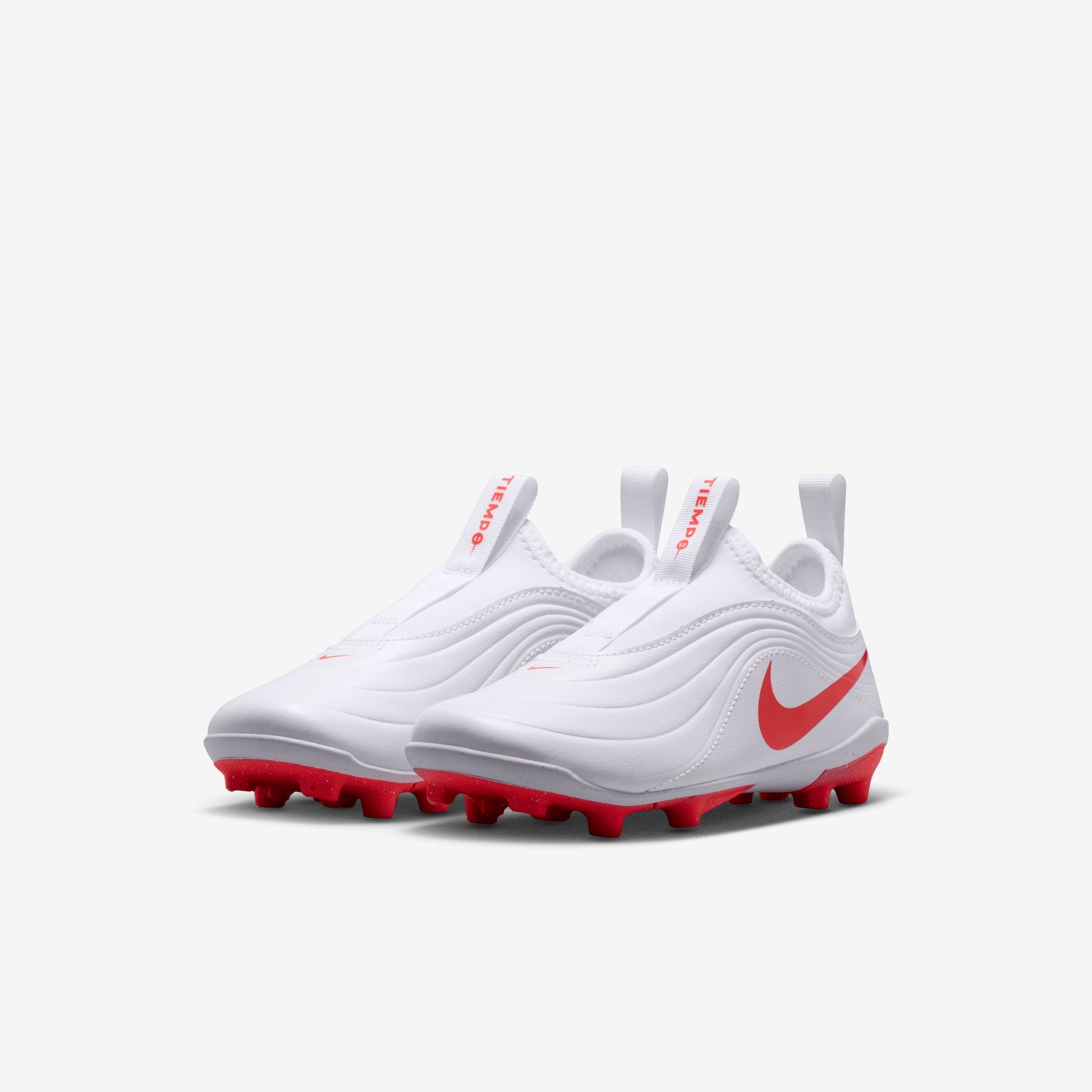 Nike Jr. Tiempo Maestro Club Little Kids' Multi-Ground Low-Top Soccer Cleats - White/Blur-Bright Crimson