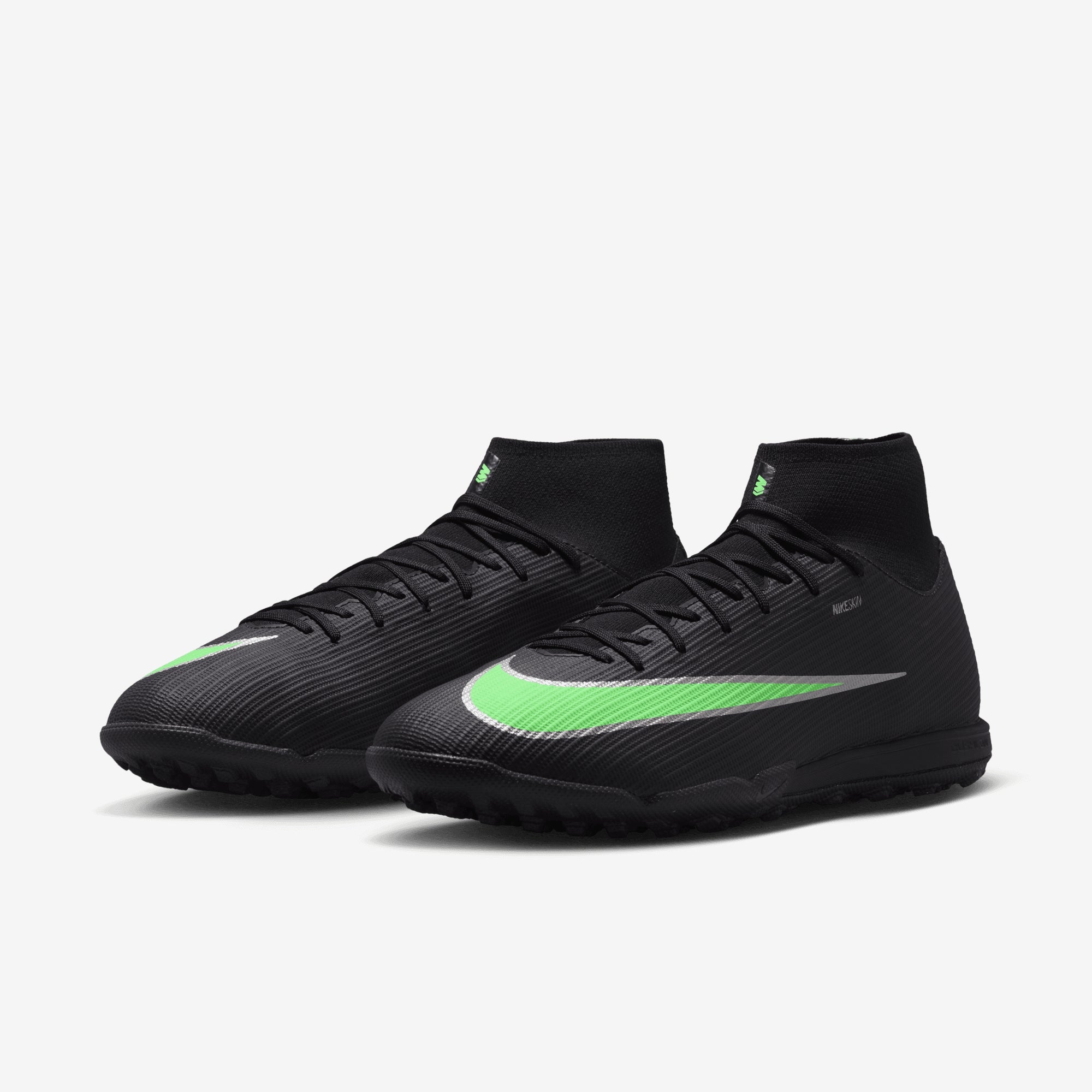 Nike Mercurial Superfly 11 Academy Turf High-Top Soccer Shoes - Black/Illusion Green-Black