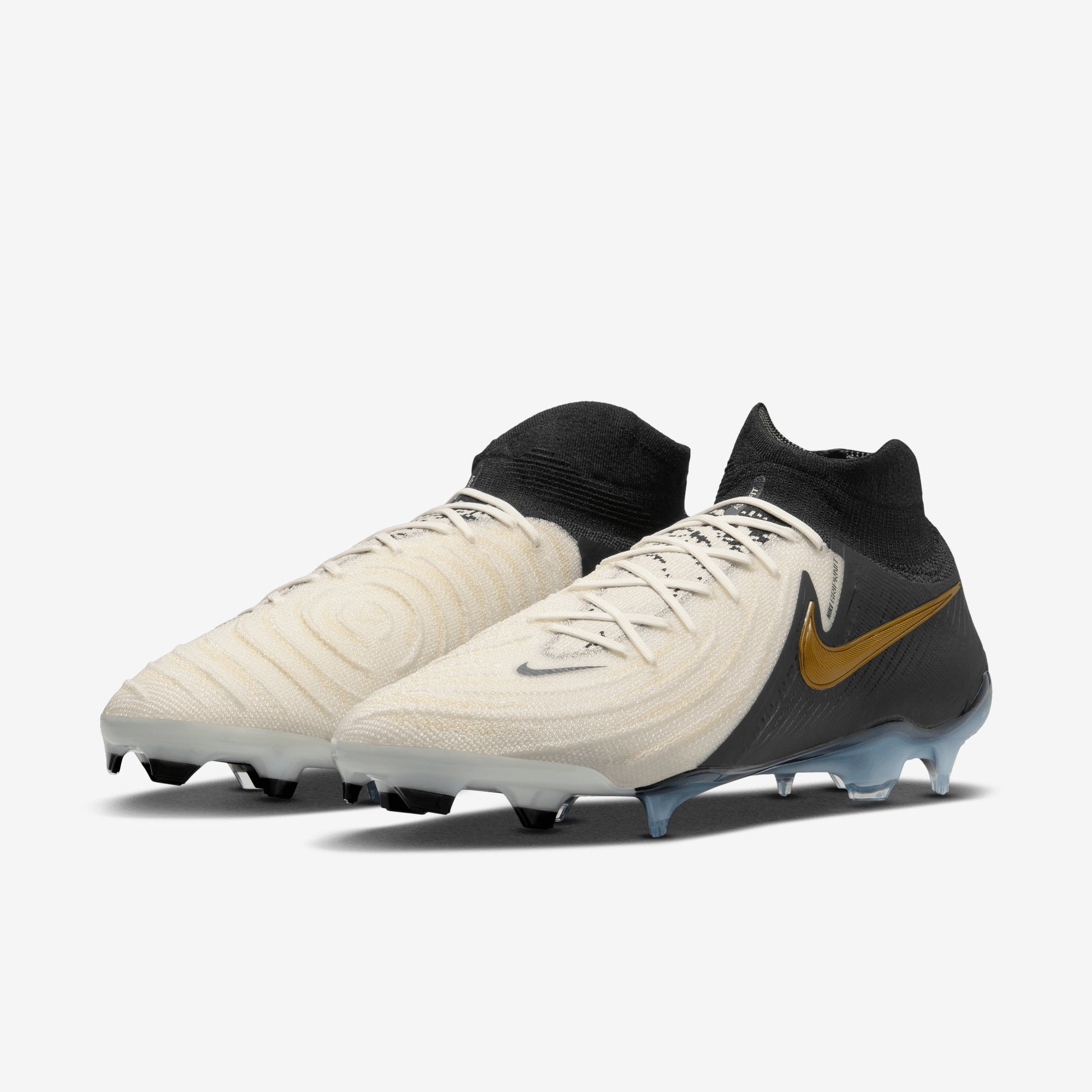 Nike Phantom Luna 2 Elite FG High-Top Soccer Cleats - White/Black-Mtlc Gold Coin