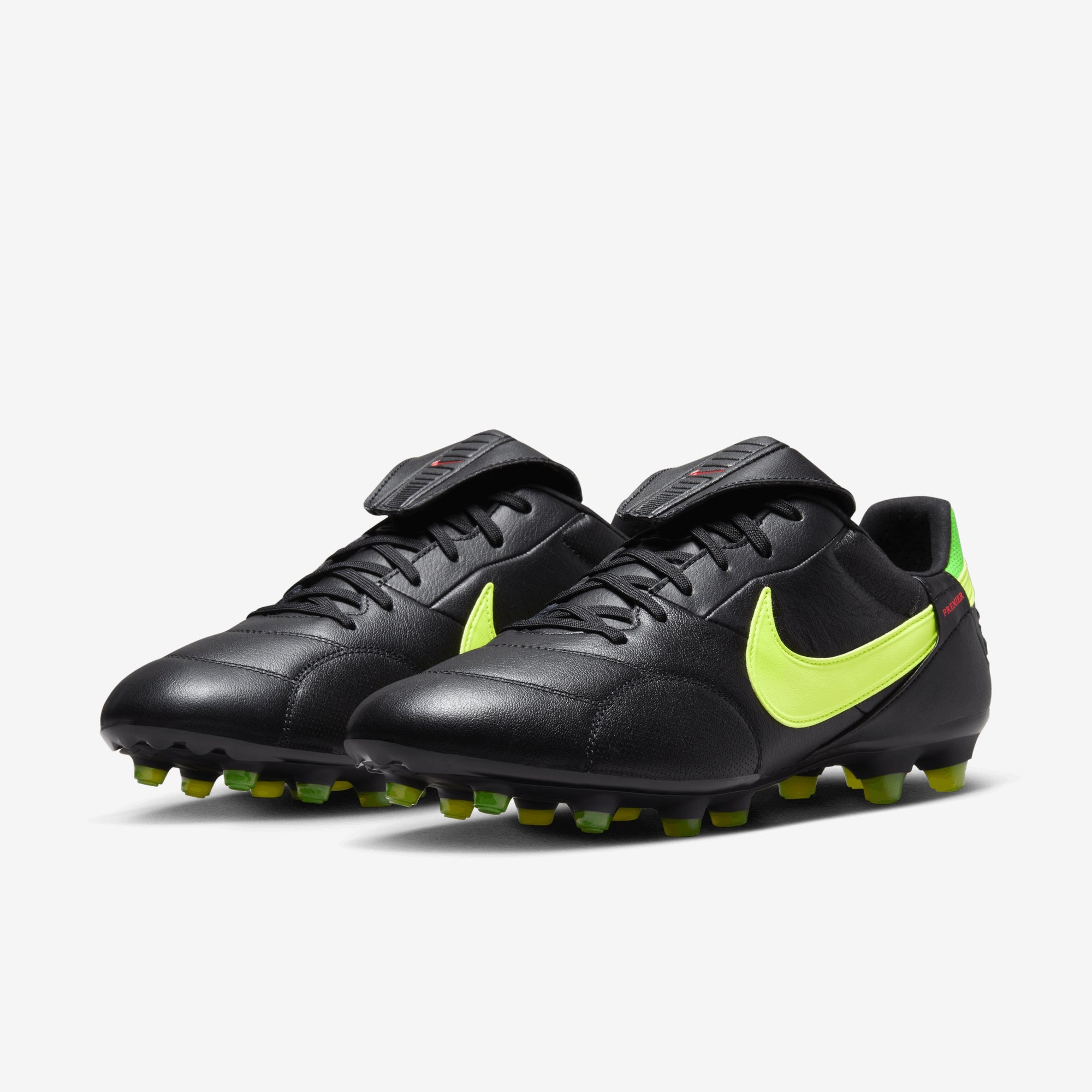 Nike Premier 3 FG Low-Top Soccer Cleats - Black/Volt-Green Strike-Bright Crimson