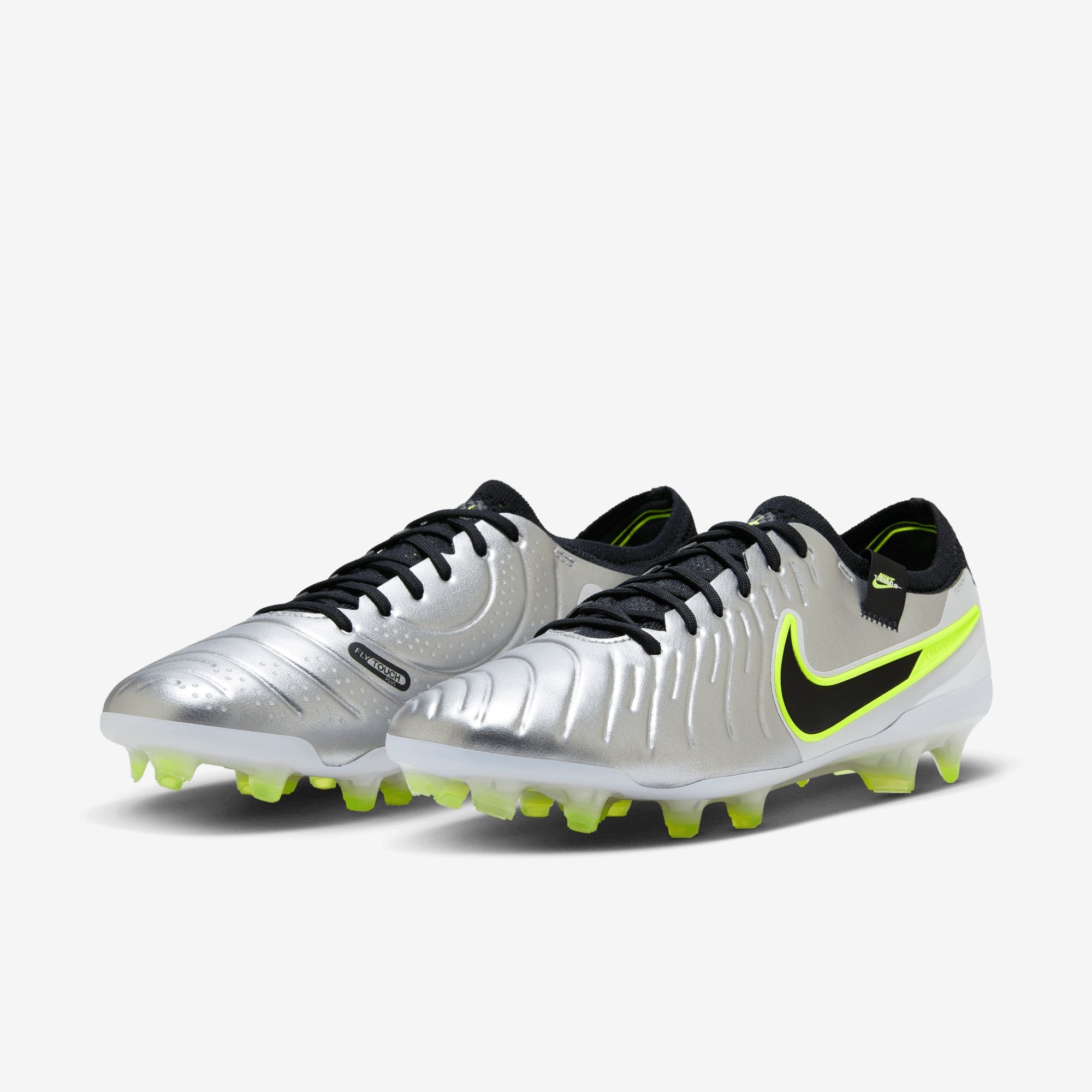 Nike Tiempo Legend 10 Elite FG Low-Top Soccer Cleats - Metallic Silver/Black-Volt