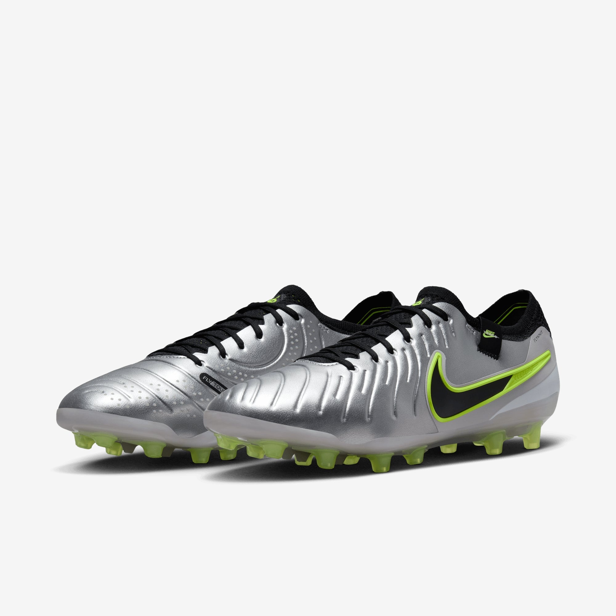 Nike Tiempo Legend 10 Elite AG Low-Top Soccer Cleats - Metallic Silver/Black-Volt