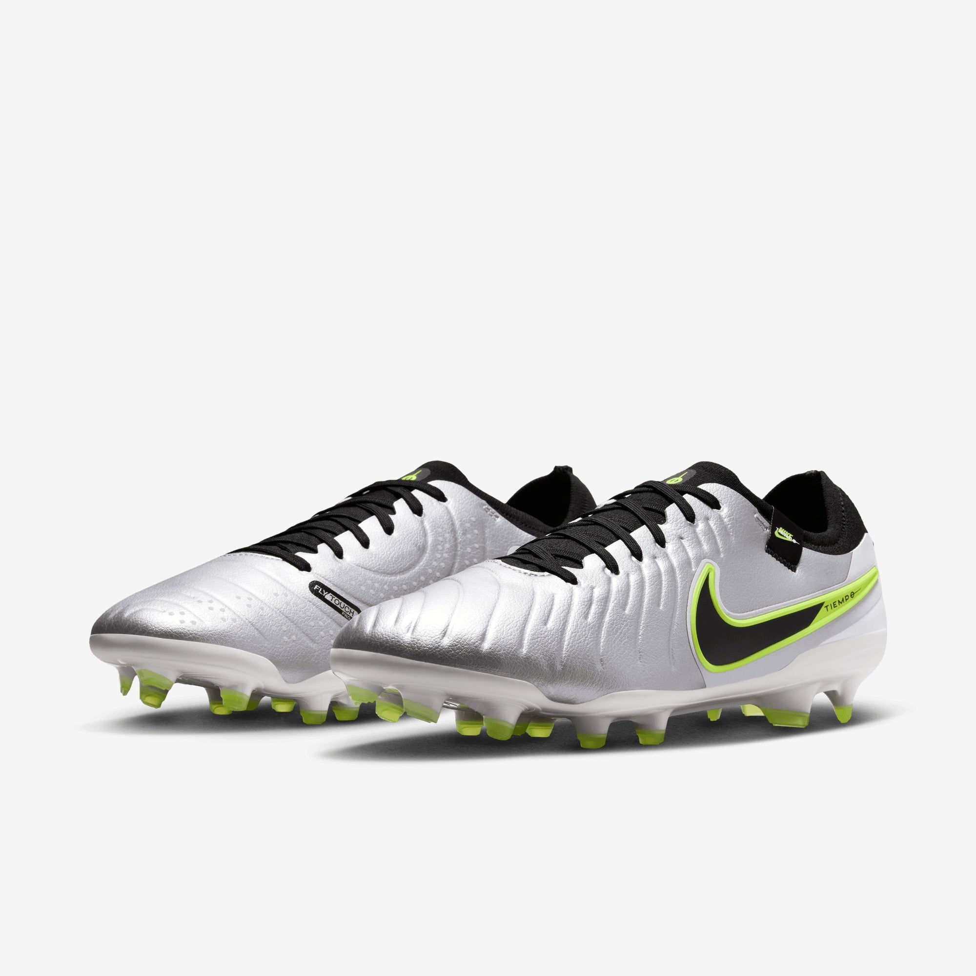 Nike Tiempo Legend 10 Pro FG Low-Top Soccer Cleats - Metallic Silver/Black-Volt