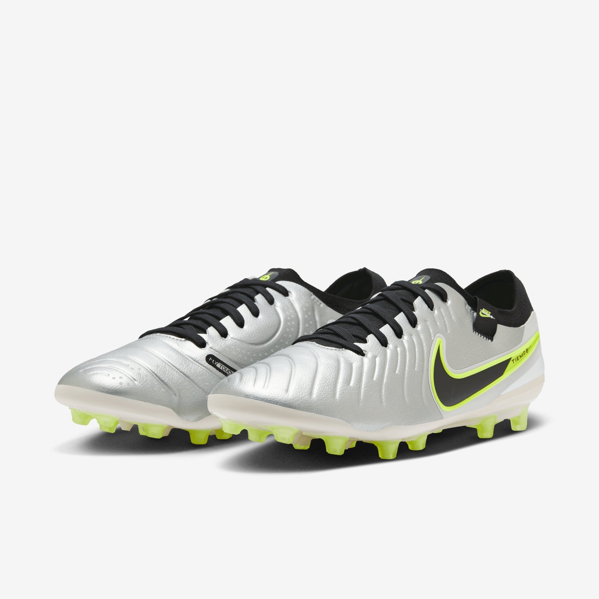 Nike Tiempo Legend 10 Pro AG Low-Top Soccer Cleats - Metallic Silver/Black-Volt