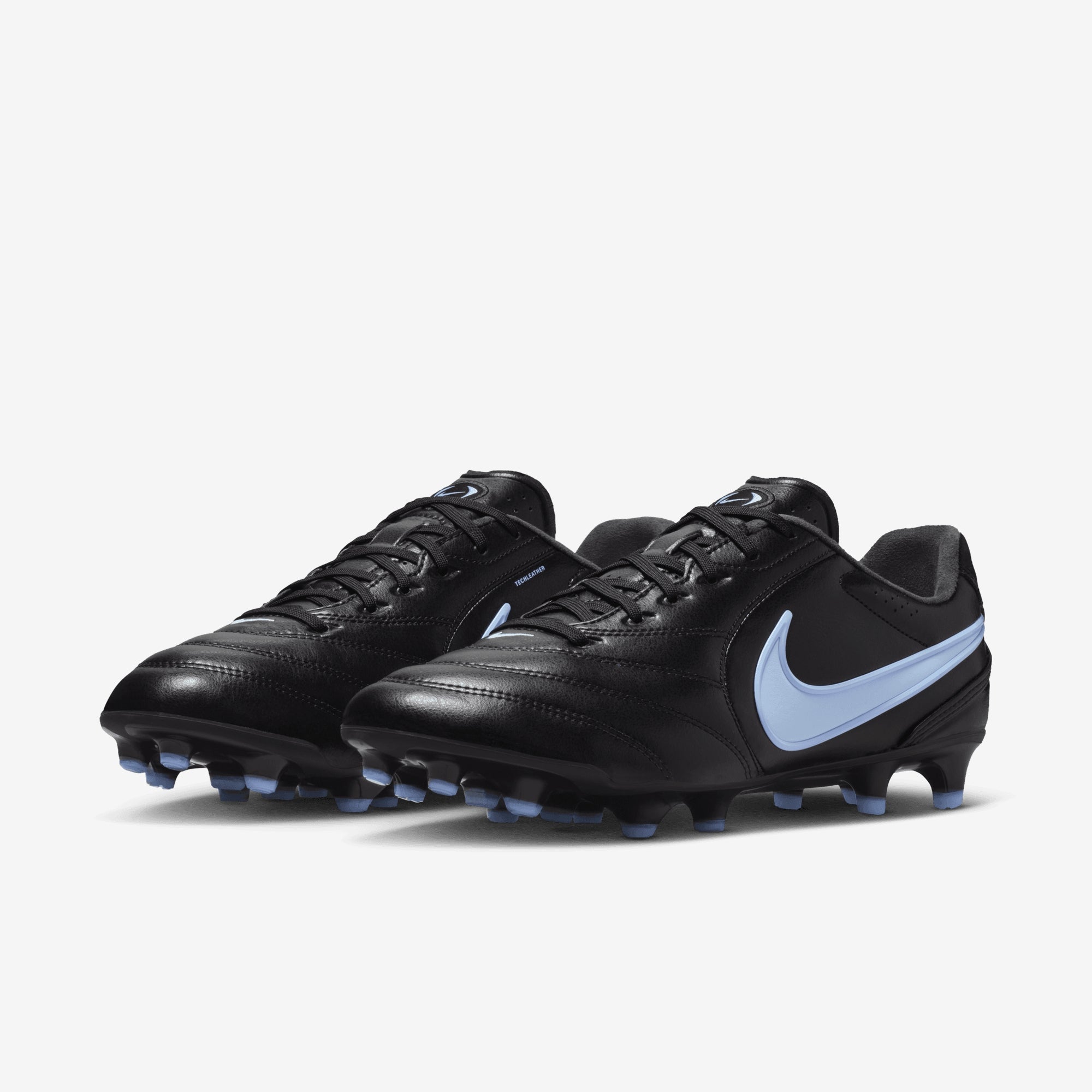 Nike Tiempo Ligera Pro Firm-Ground Low-Top Soccer Cleats - Black/Obsidian-Ice Blue