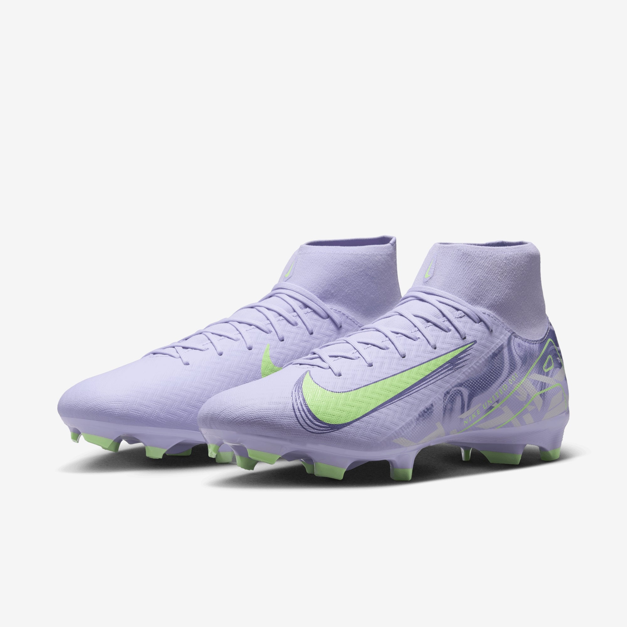 Nike United Mercurial Superfly 10 Academy MG High-Top Soccer Cleats - Purple Agate/Barely Volt